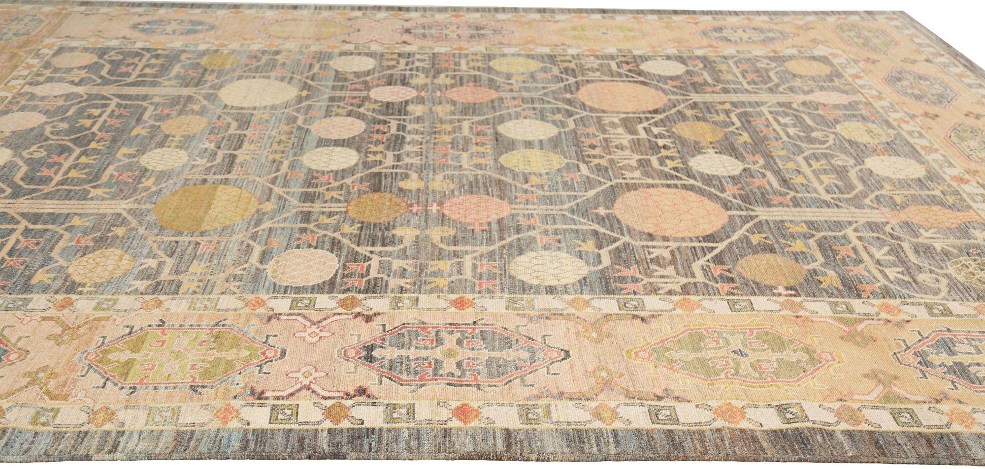 Afghanistan Oushak-Teppiche - Wolle graues Design - 95763 (Afghanisch) im Angebot