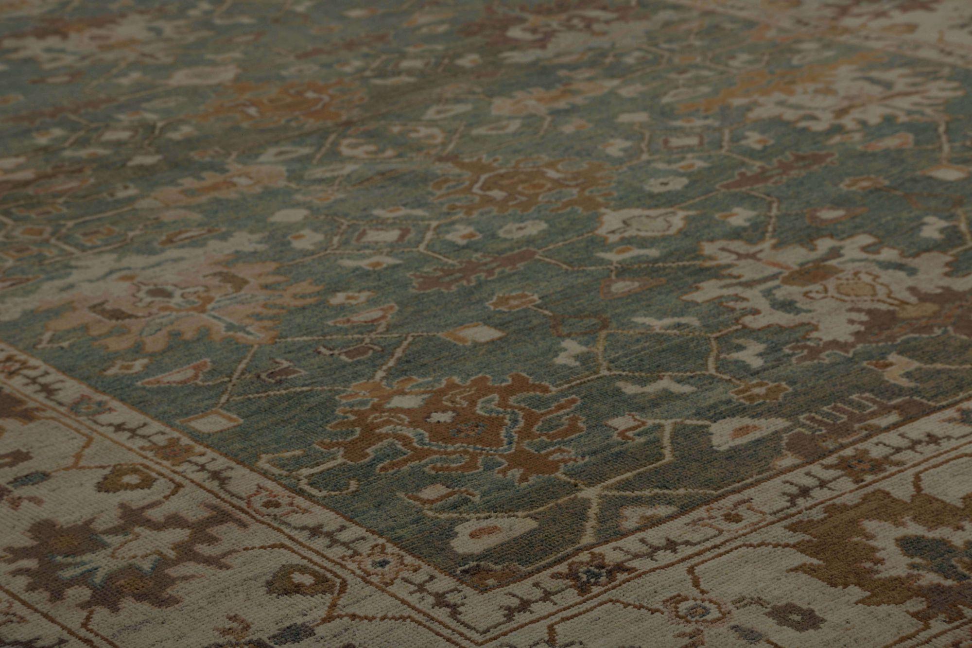 Tribal Afghanistan Oushak Area Rugs - Wool Gray Design - 96036 For Sale