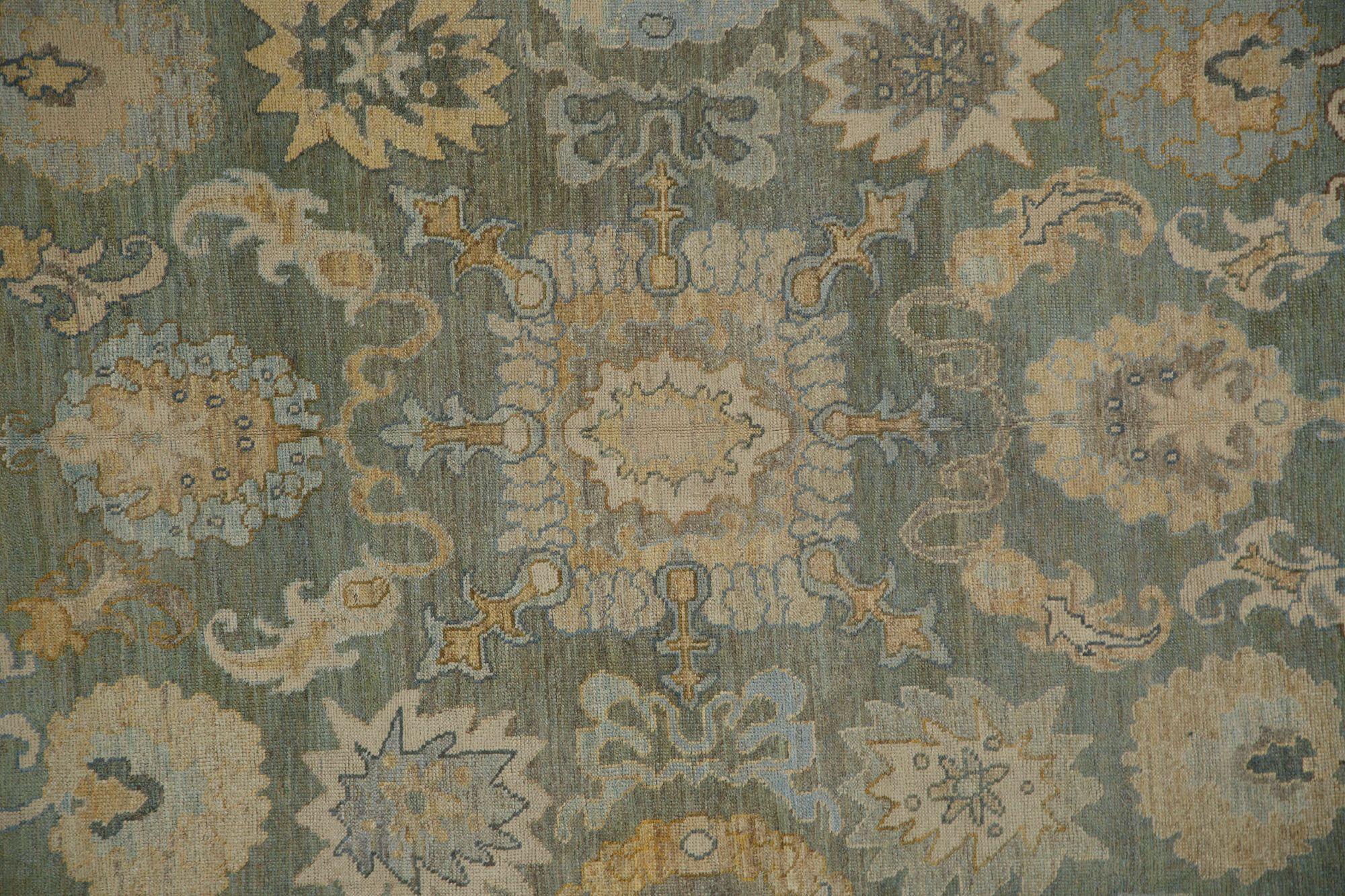Alfombras de Afganistán Oushak - Lana Diseño Gris Verde - 96102 Tribal en venta