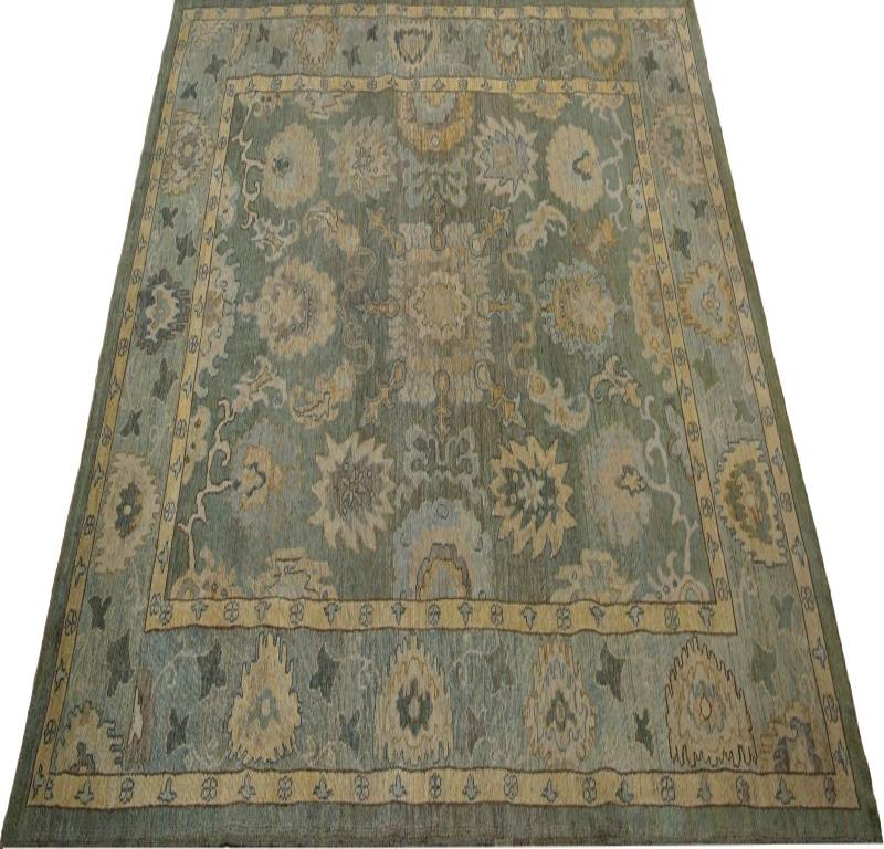 Alfombras de Afganistán Oushak - Lana Diseño Gris Verde - 96102 Afgano en venta