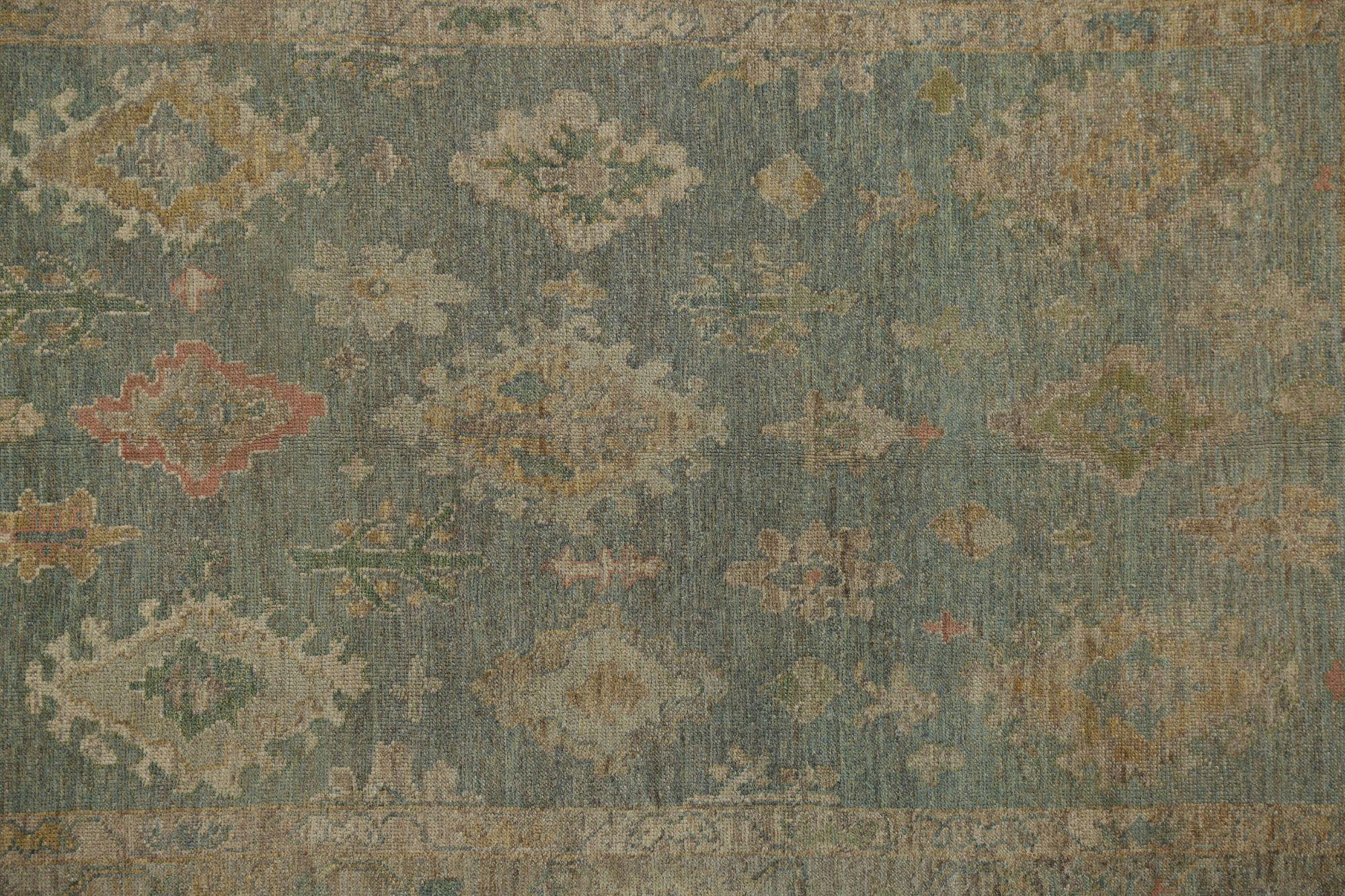 Oushak-Teppiche aus Afghanistan - Wolle in Grau-Grün mit grauem und grünem Design - 96141 (Stammeskunst) im Angebot