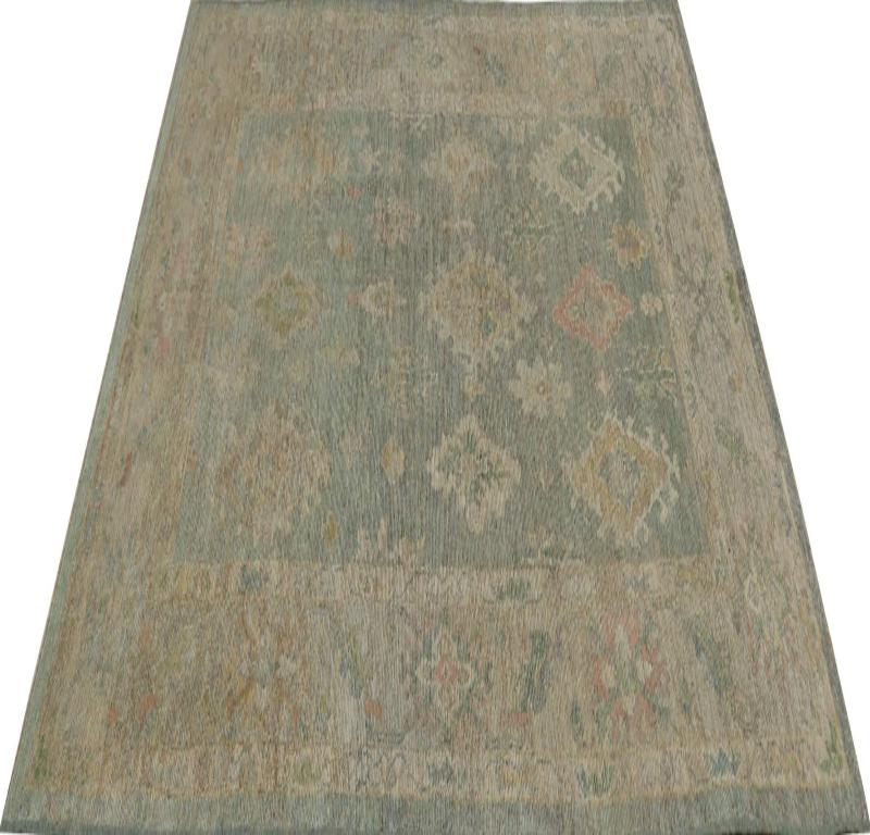 Oushak-Teppiche aus Afghanistan - Wolle in Grau-Grün mit grauem und grünem Design - 96141 (Afghanisch) im Angebot