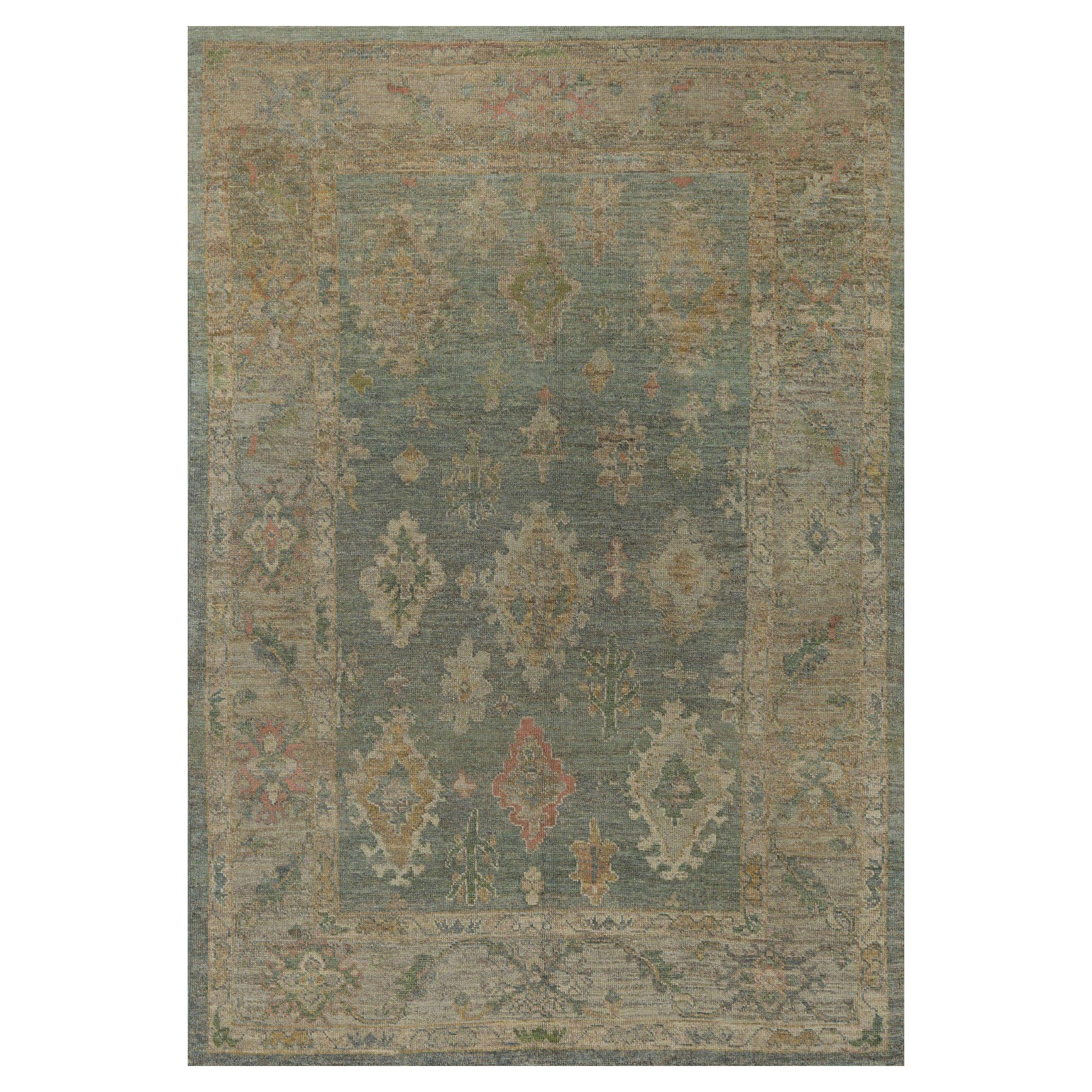 Oushak-Teppiche aus Afghanistan - Wolle in Grau-Grün mit grauem und grünem Design - 96141