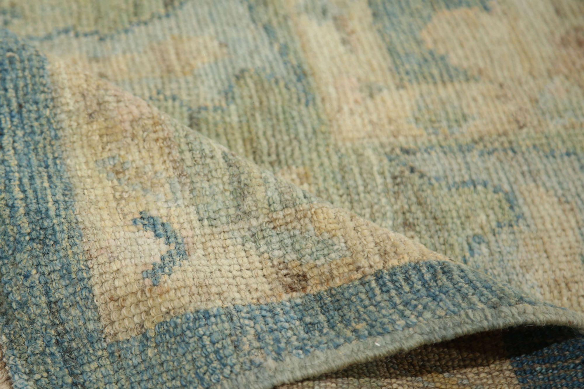 20th Century Afghanistan Oushak Area Rugs - Wool Gray Green Ivory Pink - 96104 For Sale