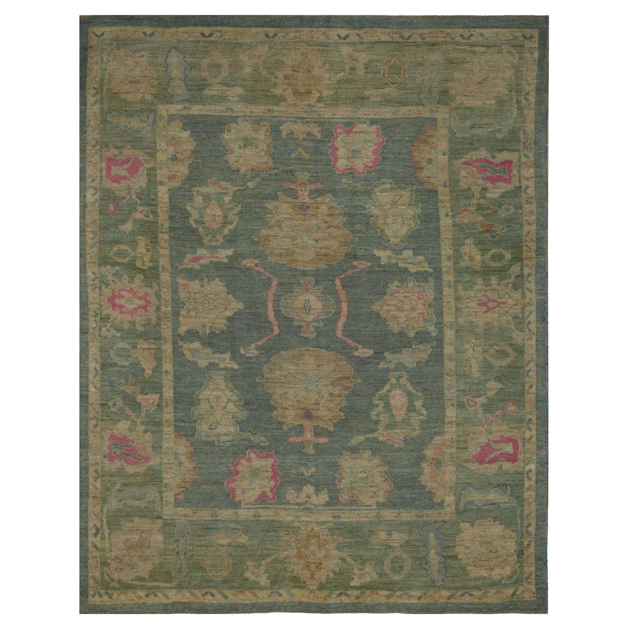 Tappeti Afghanistan Oushak - Lana Grigio Verde Avorio Rosa - 96104