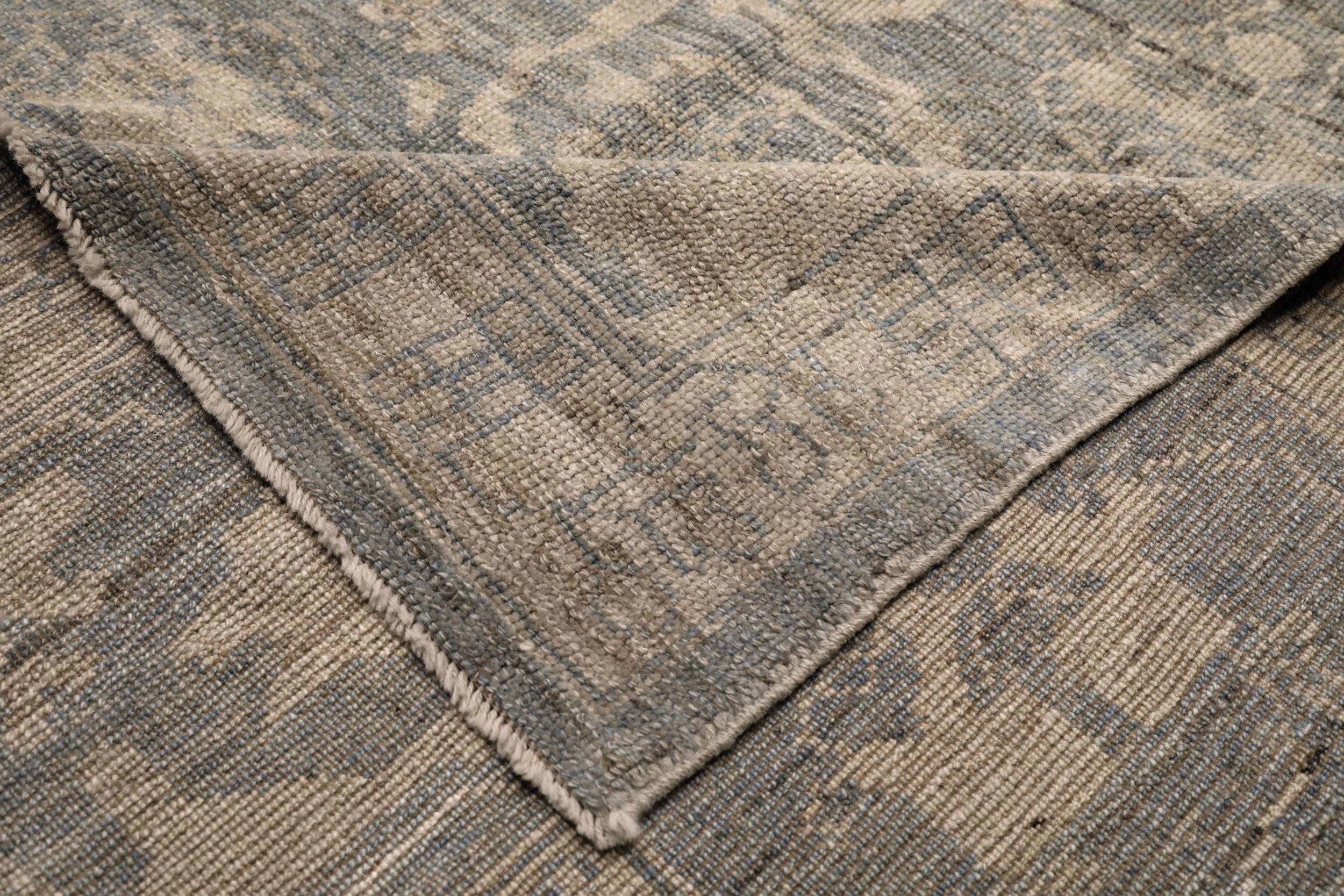 Afghanistan Oushak Area Rugs - Wool Gray Ivory Design - 94298 In Excellent Condition For Sale In Dallas, TX