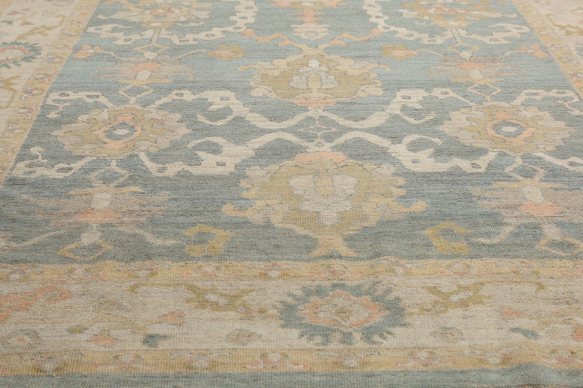Tribal Afghanistan Oushak Area Rugs - Wool Gray Ivory Design - 97015 For Sale