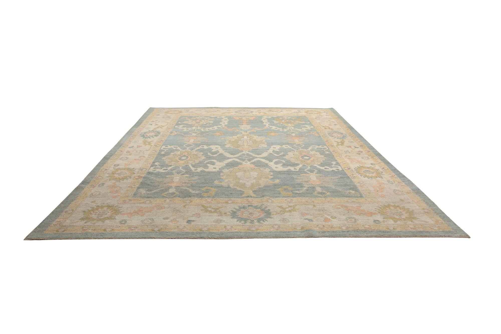 Afghanistan Oushak Area Rugs - Wool Gray Ivory Design - 97015 In Excellent Condition For Sale In Dallas, TX