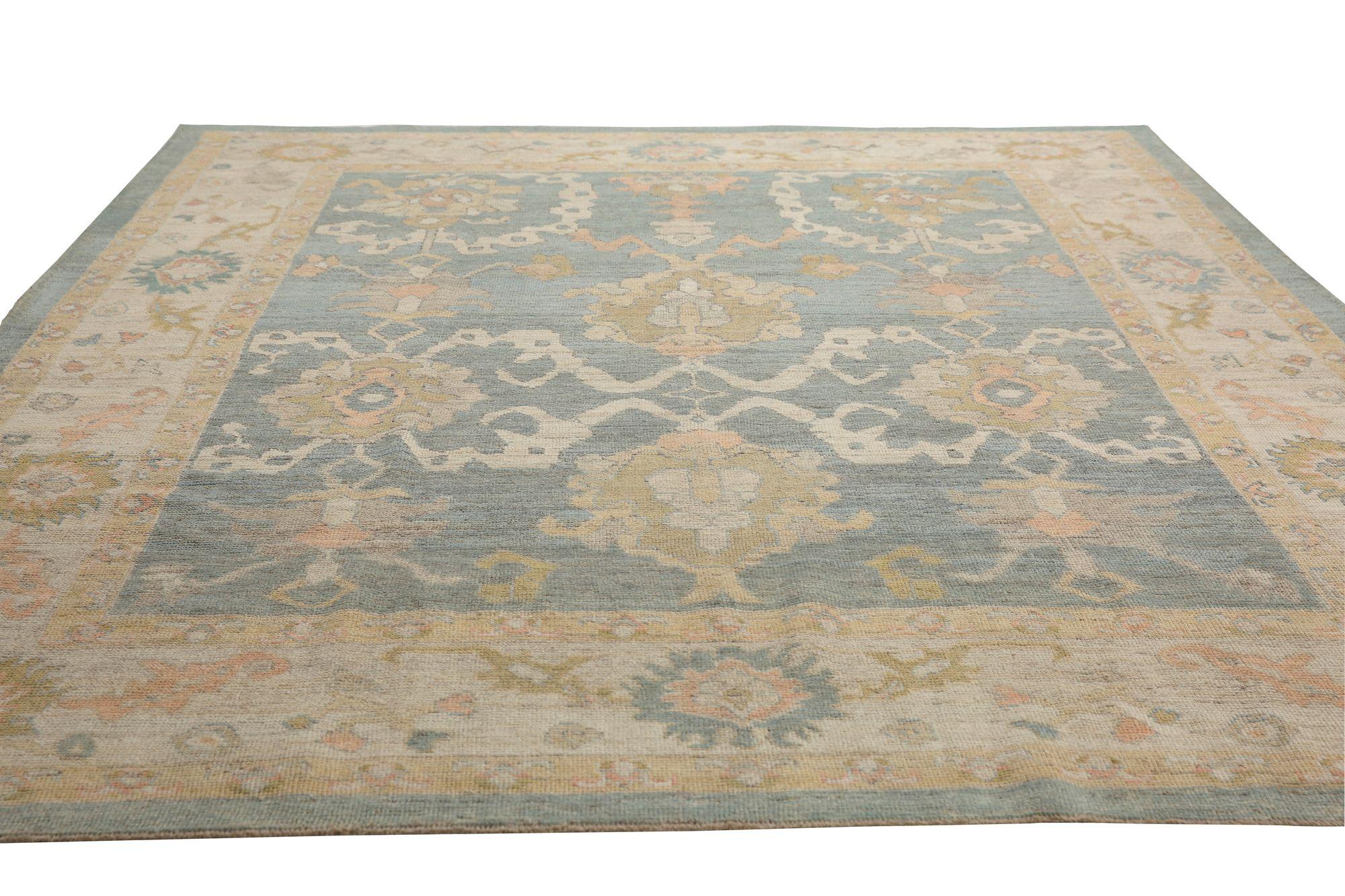 20th Century Afghanistan Oushak Area Rugs - Wool Gray Ivory Design - 97015 For Sale