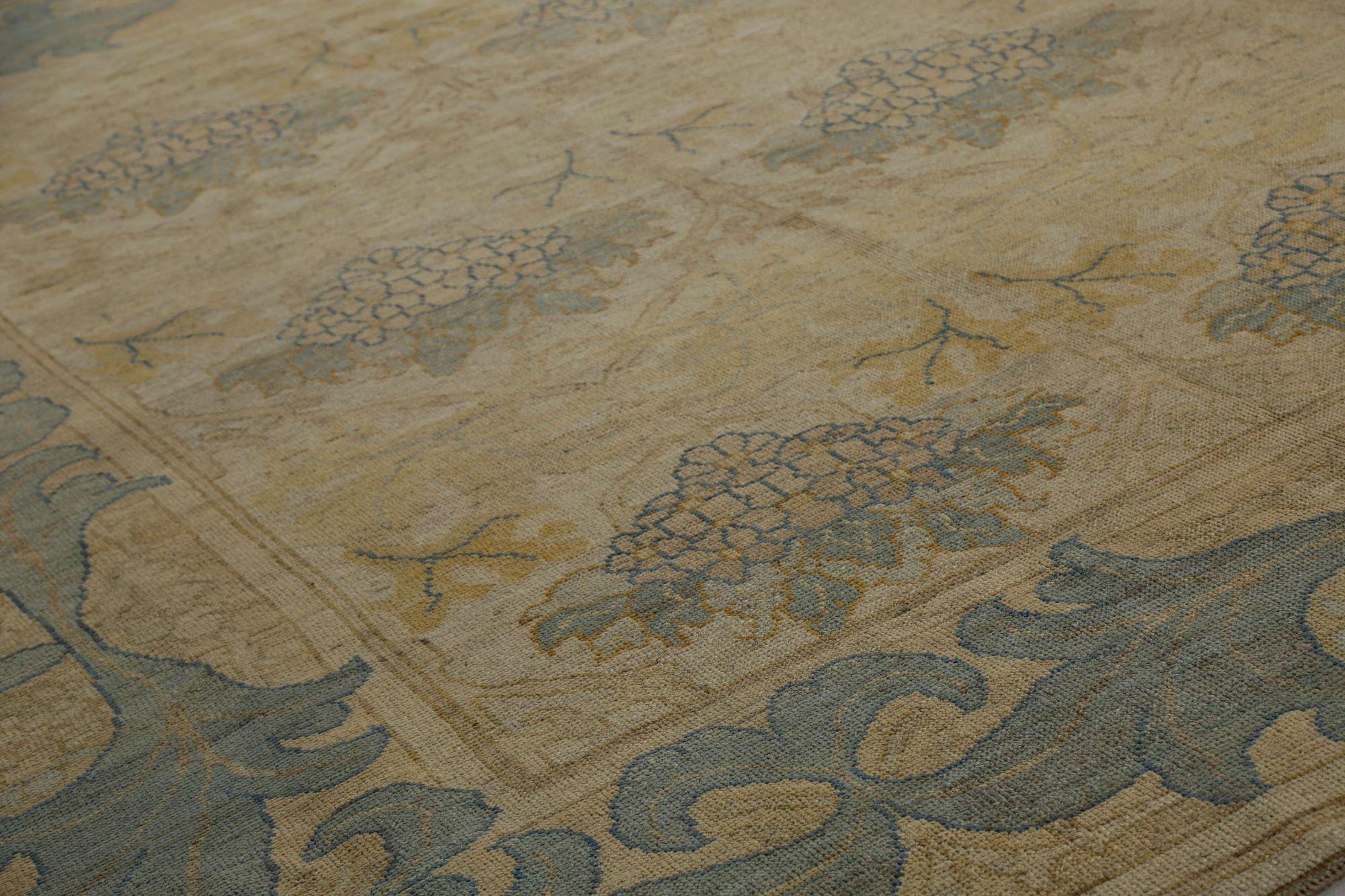 Afghanistan Oushak Area Rugs - Wolle Grau Elfenbein Gelb Design - 96206 (Stammeskunst) im Angebot