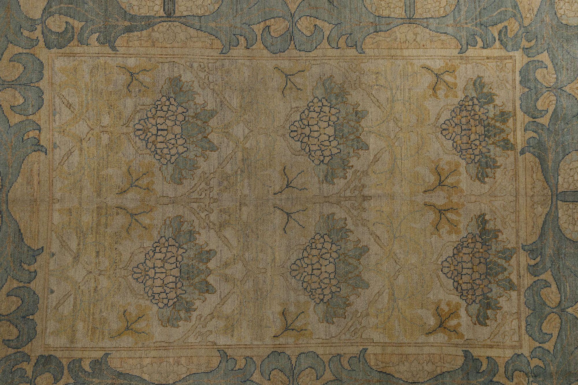 Afghanistan Oushak Area Rugs - Wolle Grau Elfenbein Gelb Design - 96206 (Afghanisch) im Angebot