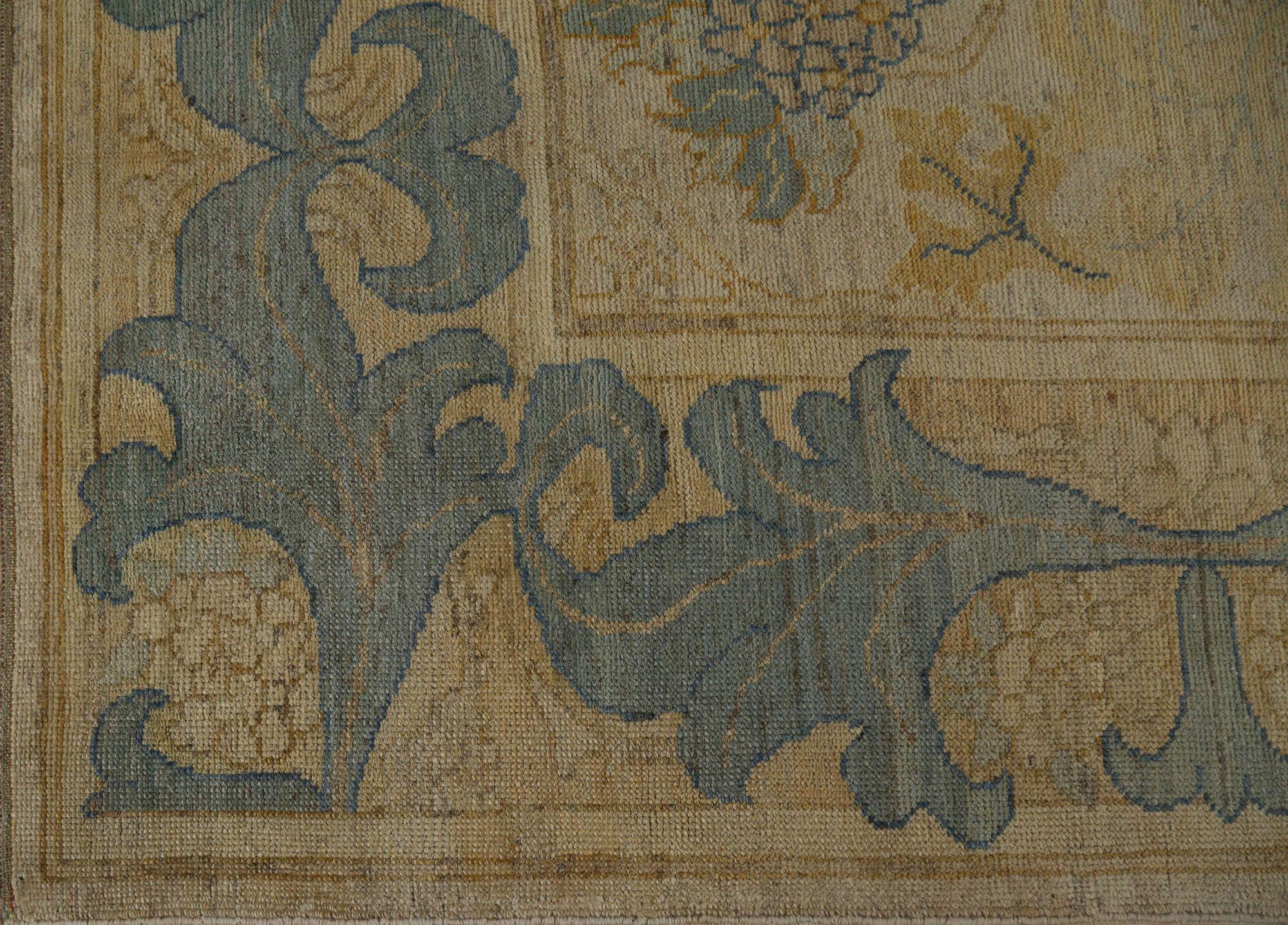 Afghanistan Oushak Area Rugs - Wolle Grau Elfenbein Gelb Design - 96206 im Zustand „Hervorragend“ im Angebot in Dallas, TX
