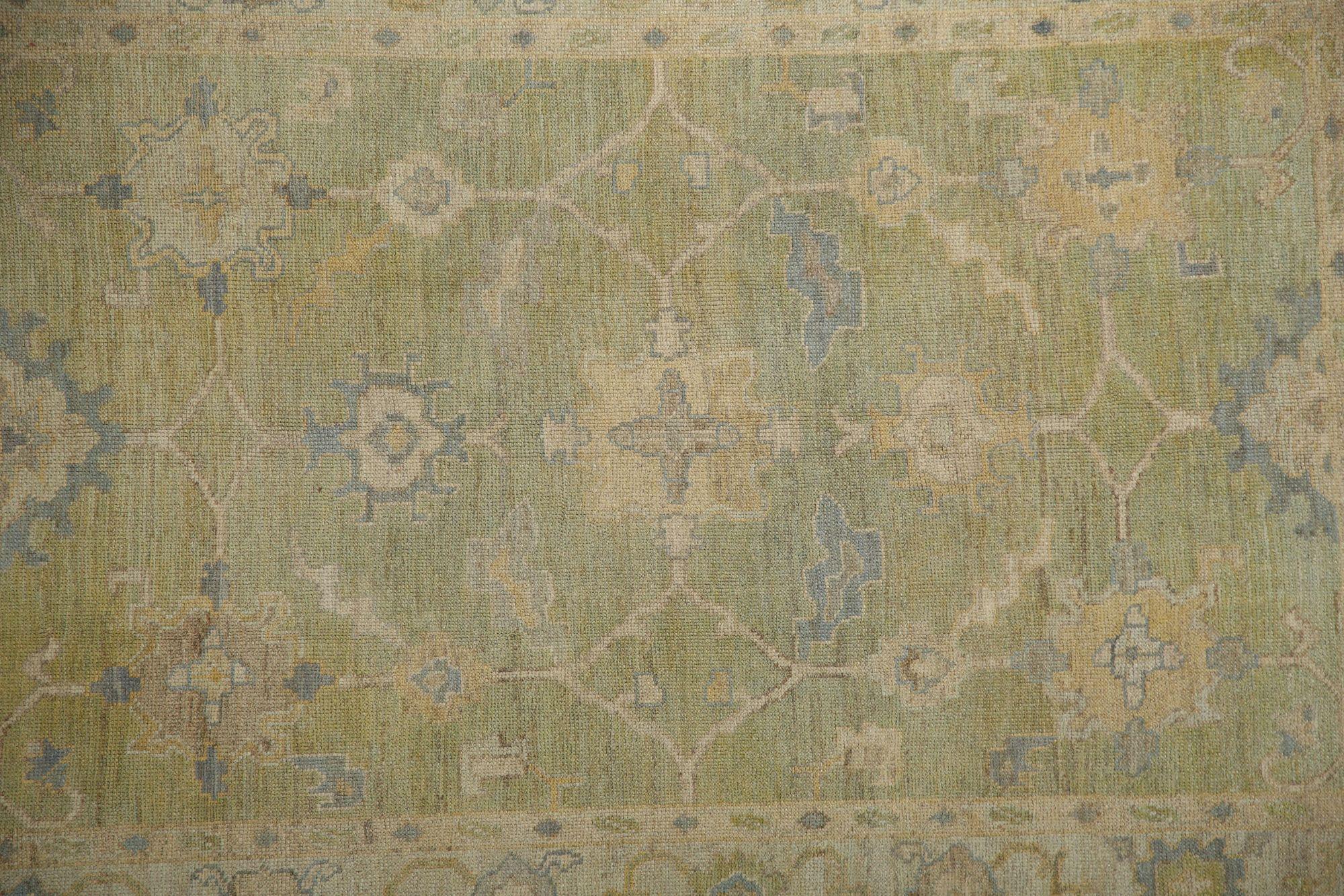 Tribal Afghanistan Oushak Area Rugs - Wool Green Design - 96119 For Sale