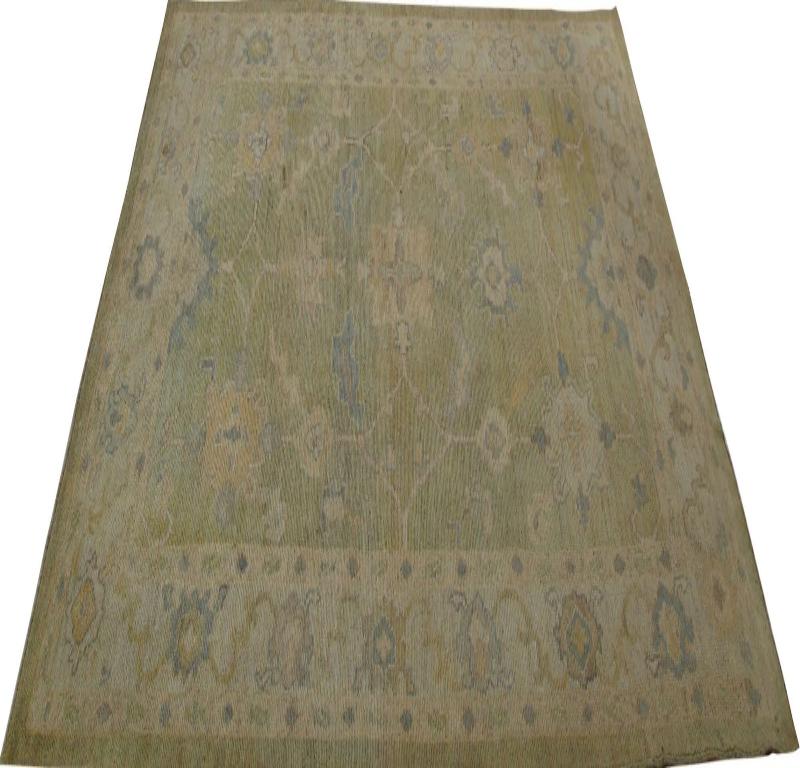 Afghanistan Oushak Area Rugs - Wool Green Design - 96119 In Excellent Condition For Sale In Dallas, TX