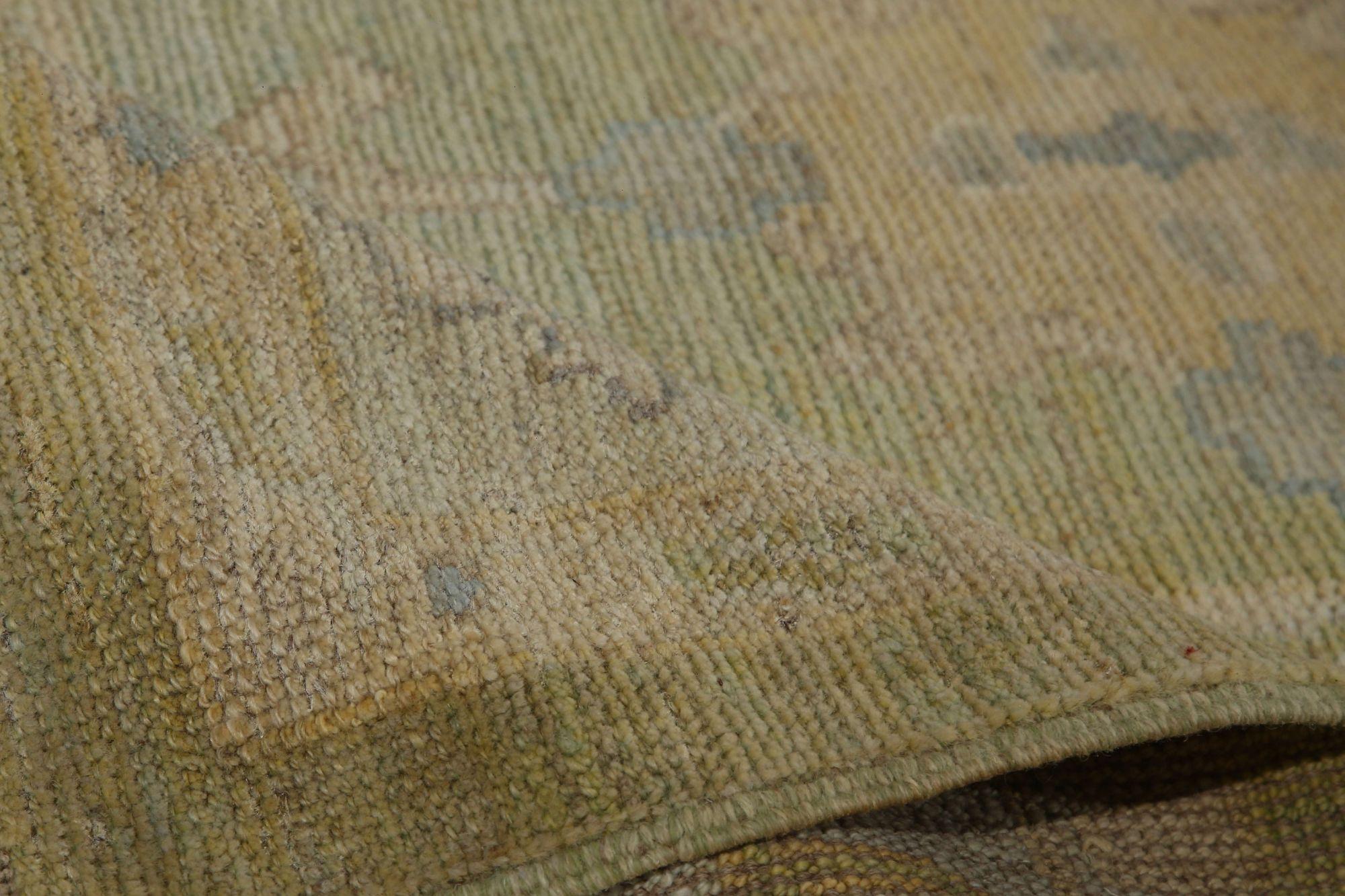 20th Century Afghanistan Oushak Area Rugs - Wool Green Design - 96119 For Sale