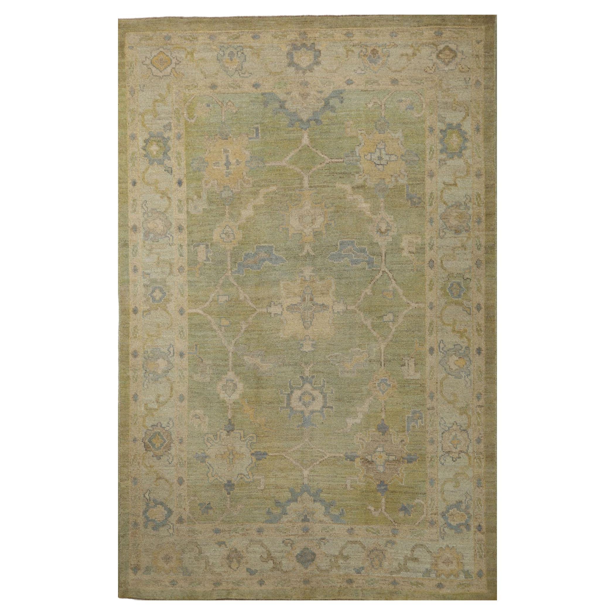 Oushak-Teppiche aus Afghanistan - Wolle in Grün mit grünem Design - 96119