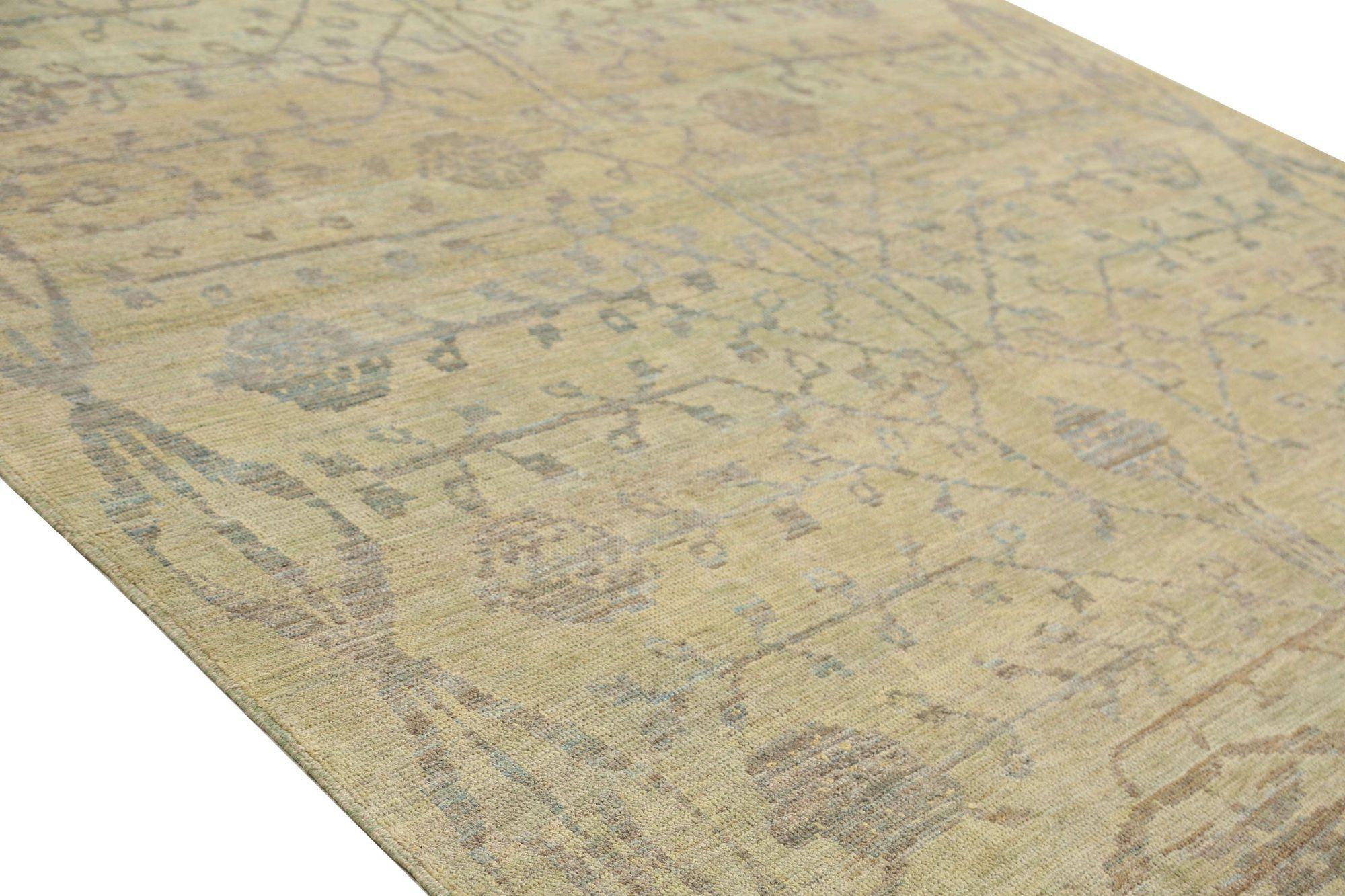 Tribal Tapis d'Afghanistan Oushak - Design en laine vert ivoire - 95900 en vente