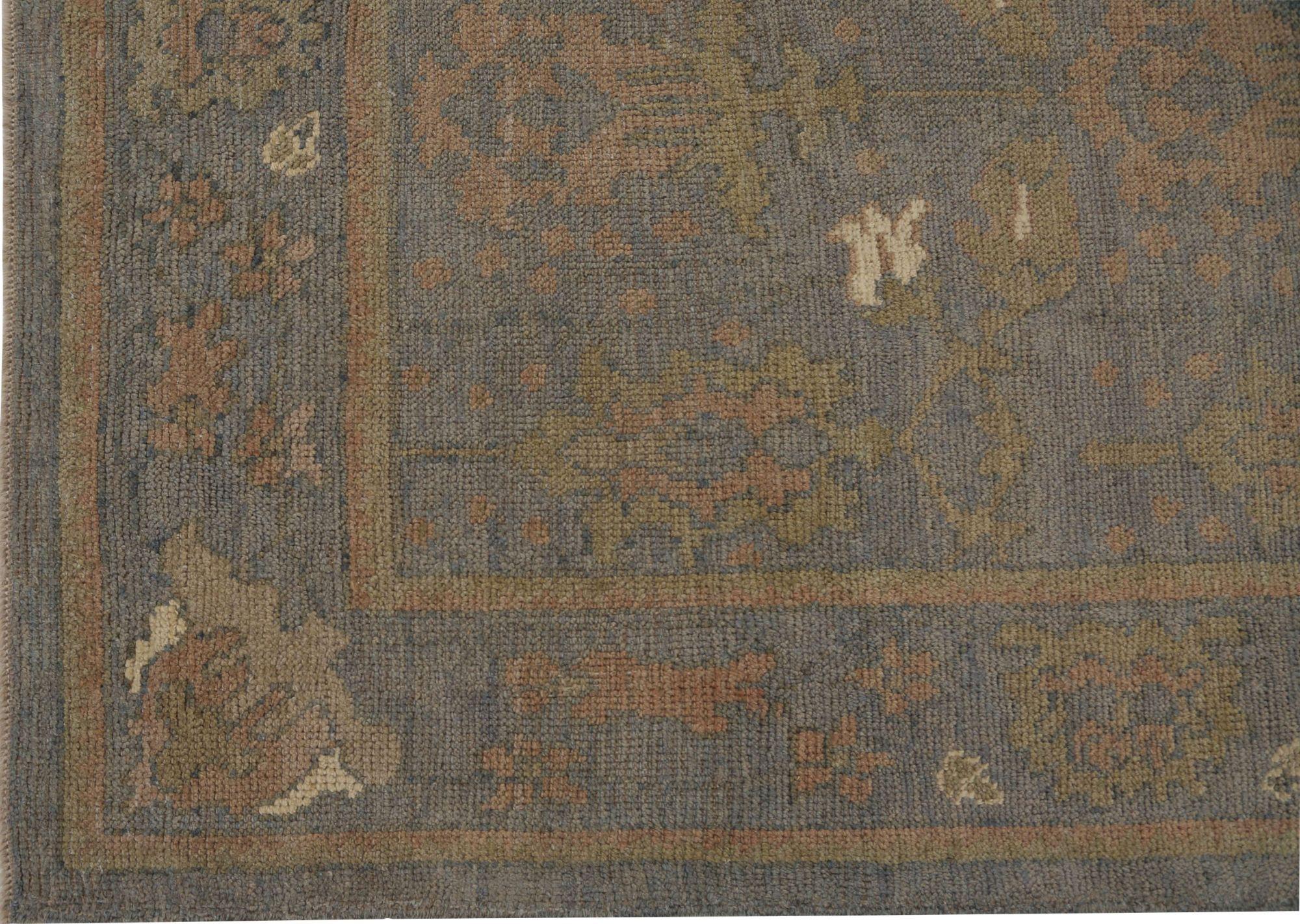 Afghanistan Oushak-Teppiche - Wolle in Grün und Rosa mit Reversdesign - 96049 (Afghanisch) im Angebot
