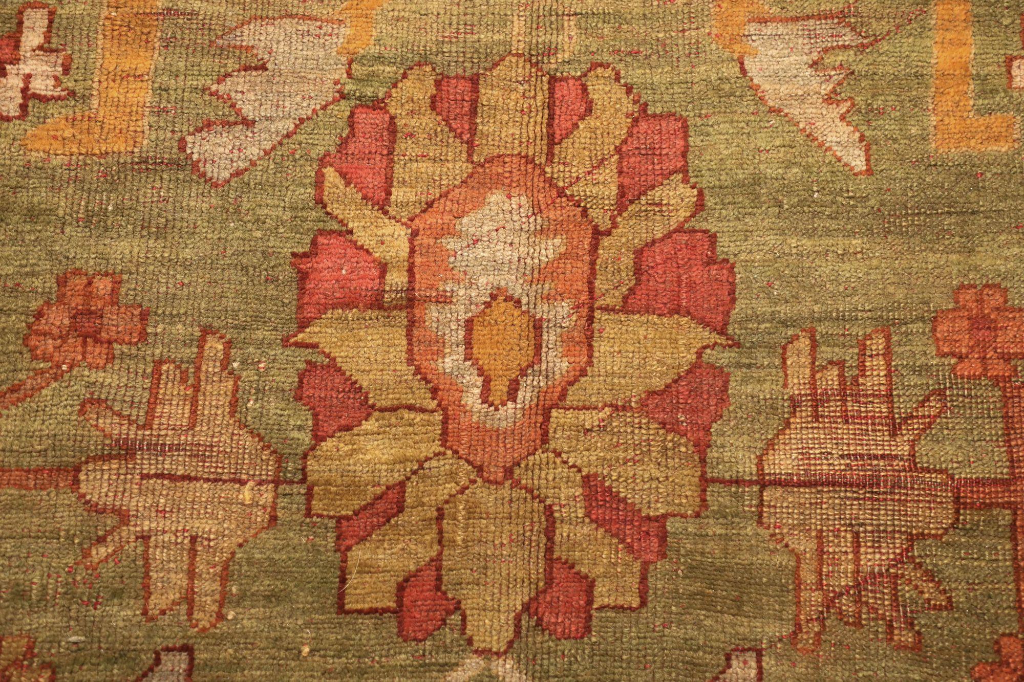 Alfombras de Afganistán Oushak - Lana Diseño Verde Rojo Amarillo - 92131 en Excelente estado para la venta en Dallas, TX