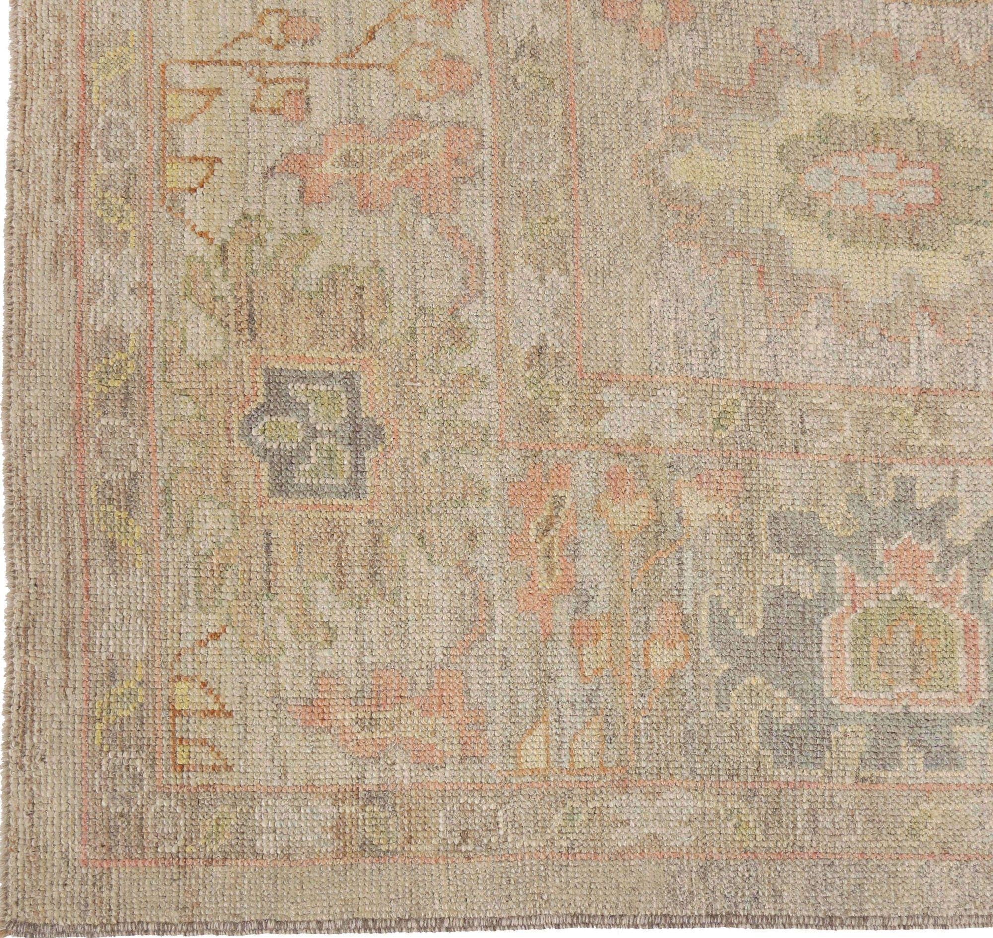 Afghanistan Oushak Area Rugs - Wool Ivory Design - 95751 Excellent état - En vente à Dallas, TX