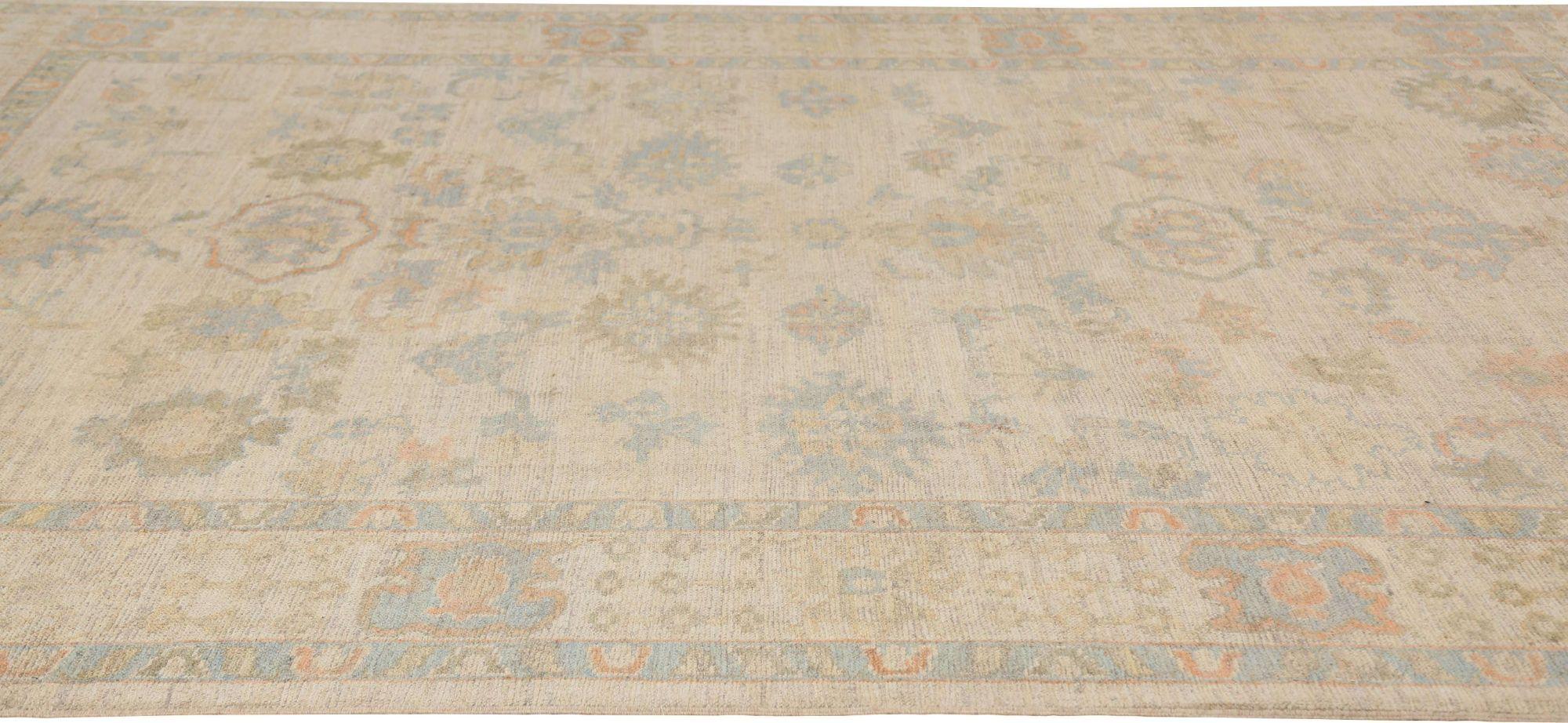 Oushak-Teppiche aus Afghanistan - Wolle in elfenbeinfarbenem Design - 95765 (Handgeknüpft) im Angebot