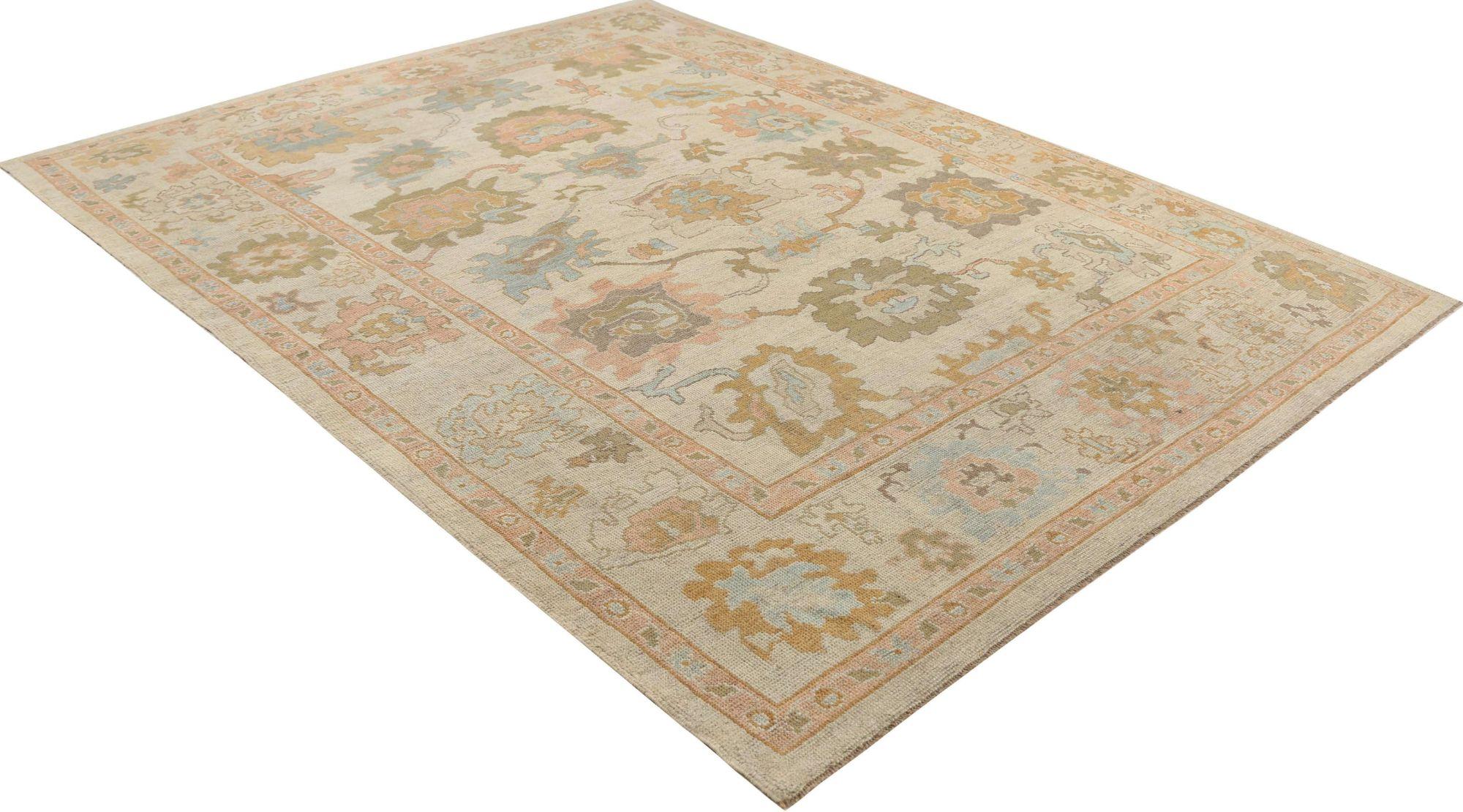 Oushak-Teppiche aus Afghanistan - Wolle in elfenbeinfarbenem Design - 95903 (Stammeskunst) im Angebot