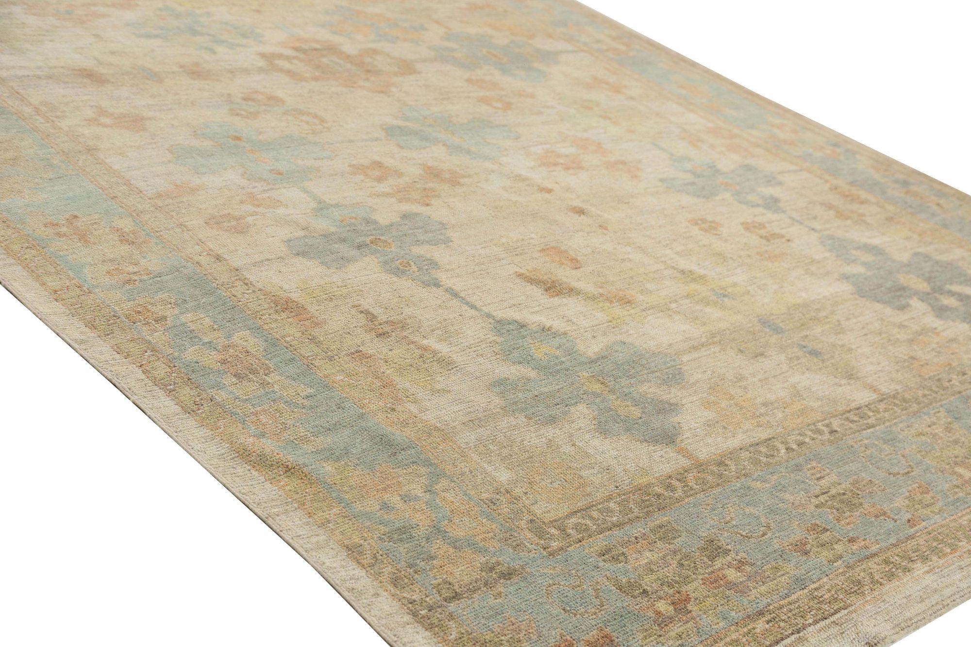 Tribal Afghanistan Oushak Area Rugs - Wool Ivory Design - 95905 For Sale