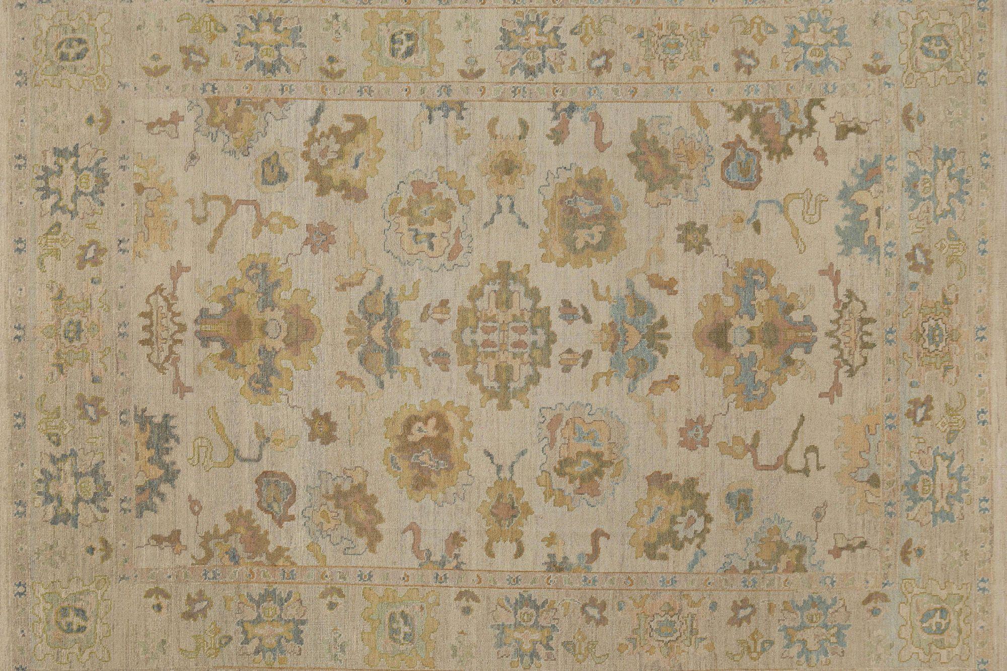 Oushak-Teppiche aus Afghanistan - Wolle in elfenbeinfarbenem Design - 95921 im Zustand „Hervorragend“ im Angebot in Dallas, TX