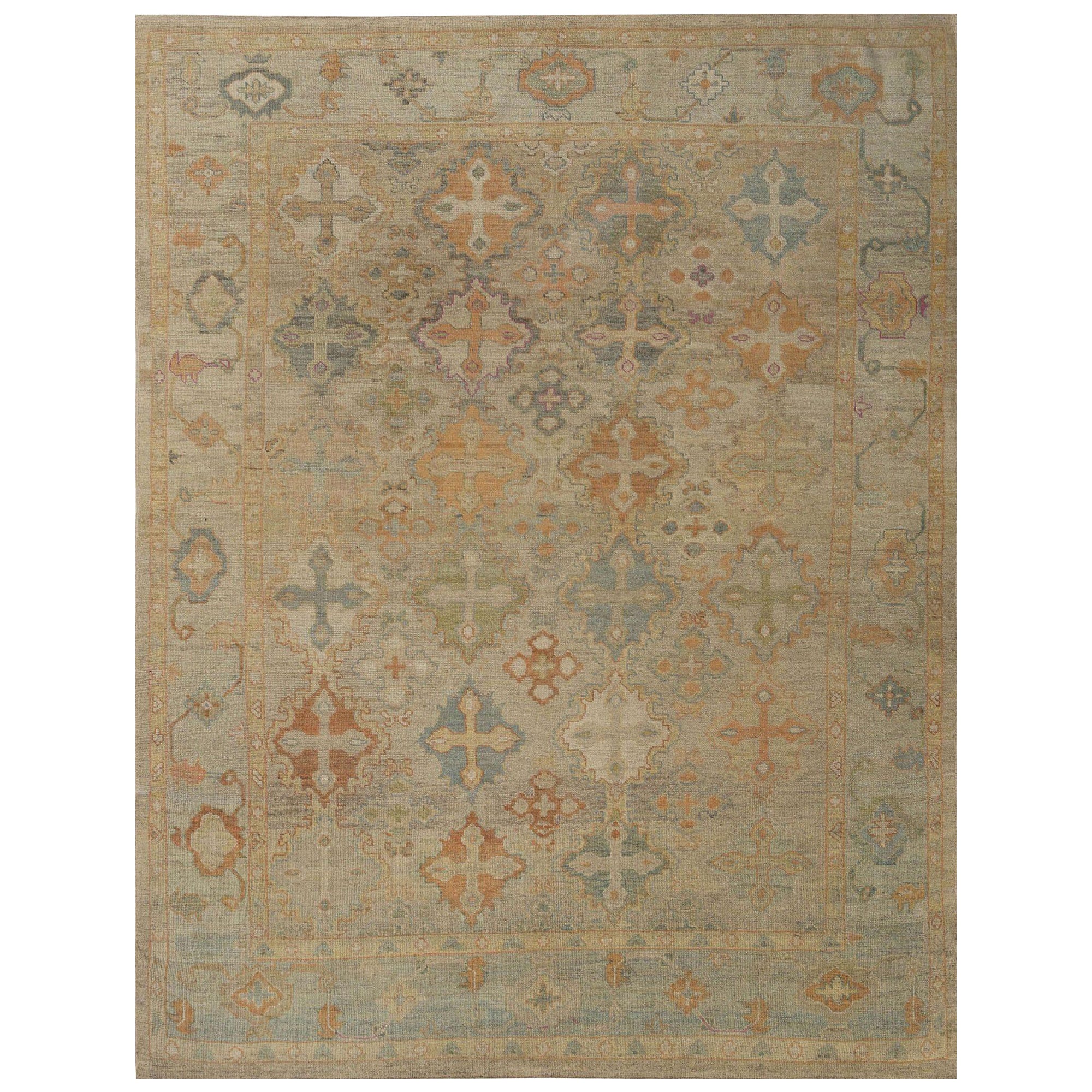 Oushak-Teppiche aus Afghanistan - Wolle in elfenbeinfarbenem Design - 95952