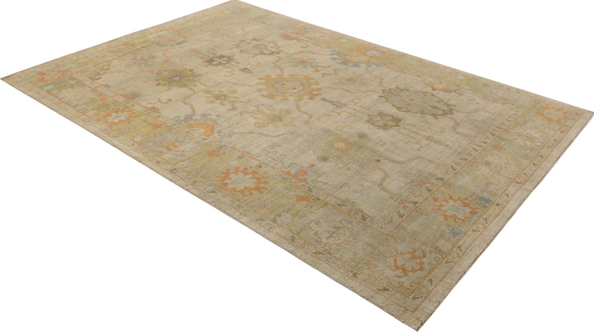 Oushak-Teppiche aus Afghanistan - Wolle in elfenbeinfarbenem Design - 95959 (Stammeskunst) im Angebot