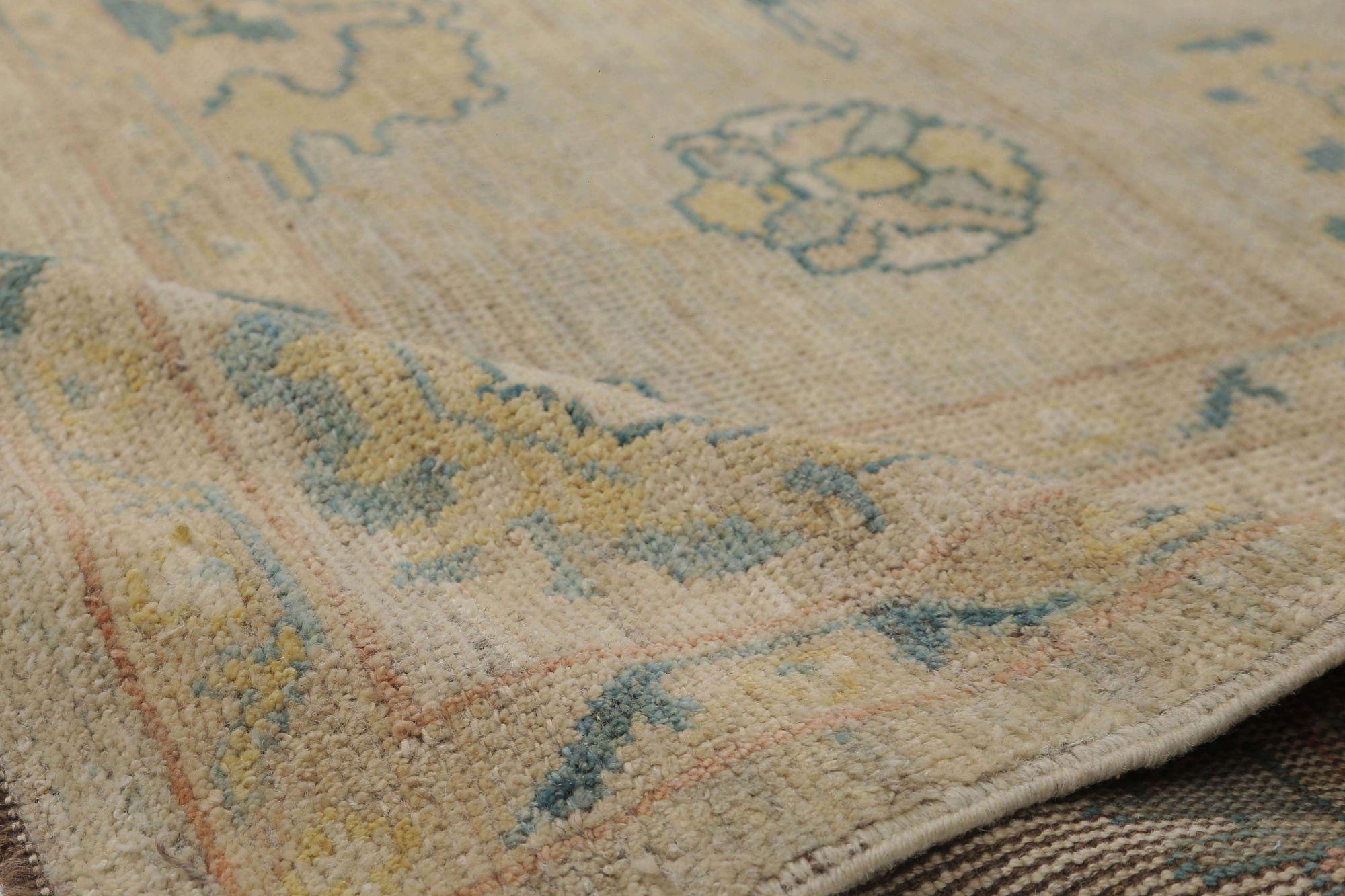 Oushak-Teppiche aus Afghanistan - Wolle in elfenbeinfarbenem Design - 96011 (Stammeskunst) im Angebot