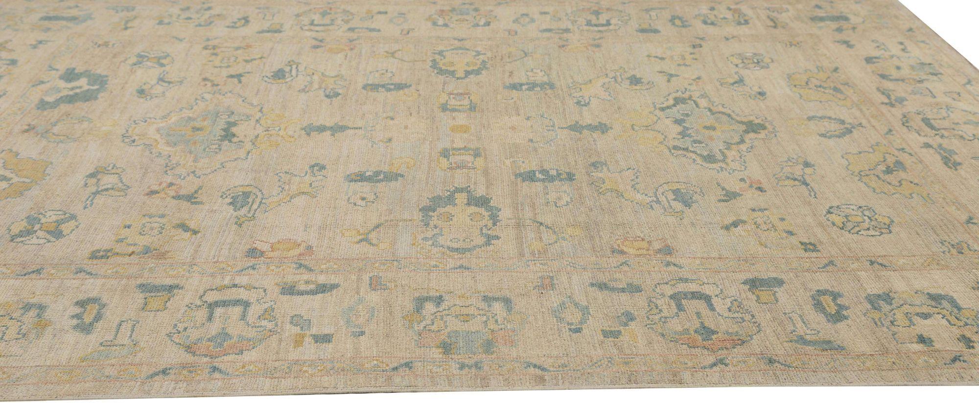Oushak-Teppiche aus Afghanistan - Wolle in elfenbeinfarbenem Design - 96011 (Afghanisch) im Angebot