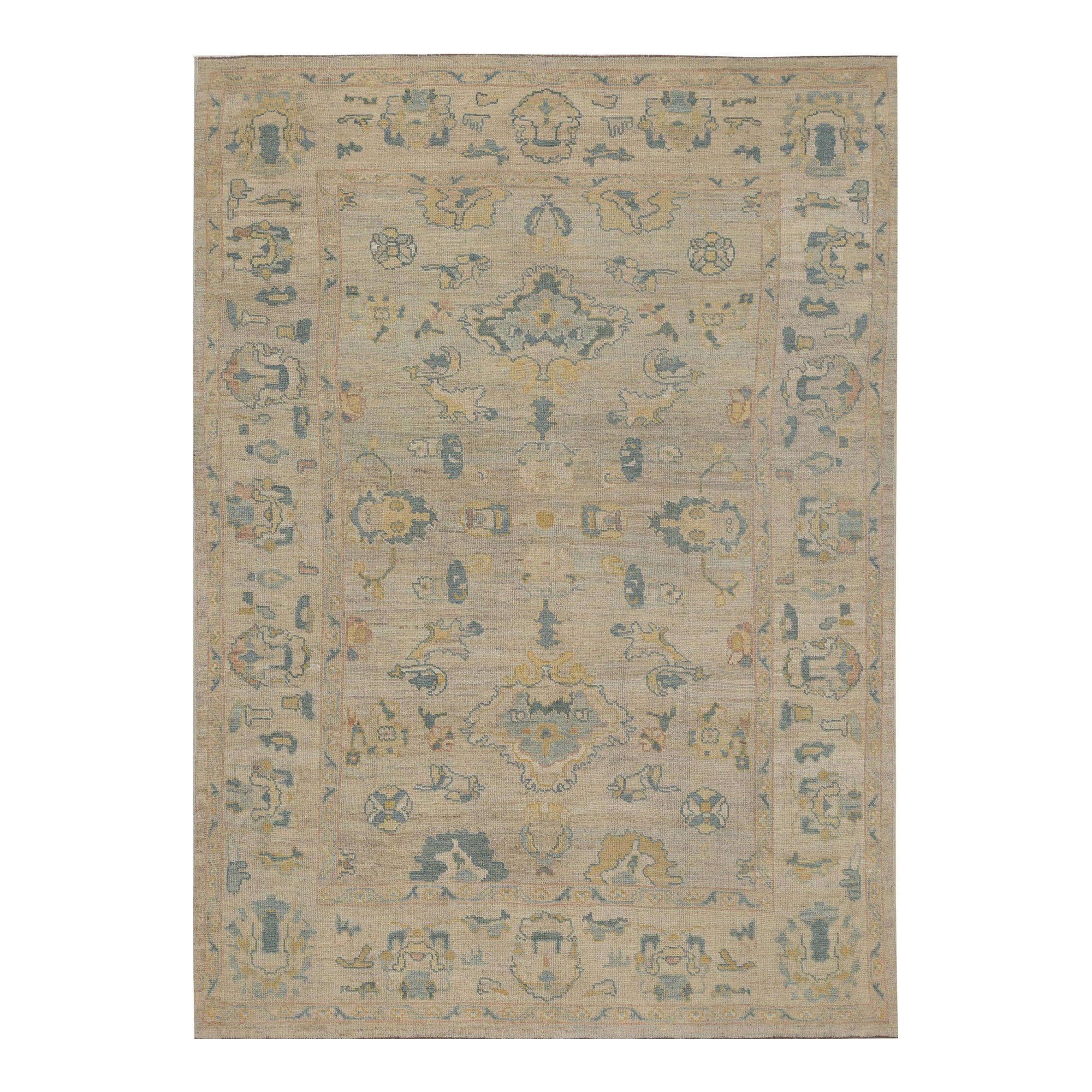 Oushak-Teppiche aus Afghanistan - Wolle in elfenbeinfarbenem Design - 96011
