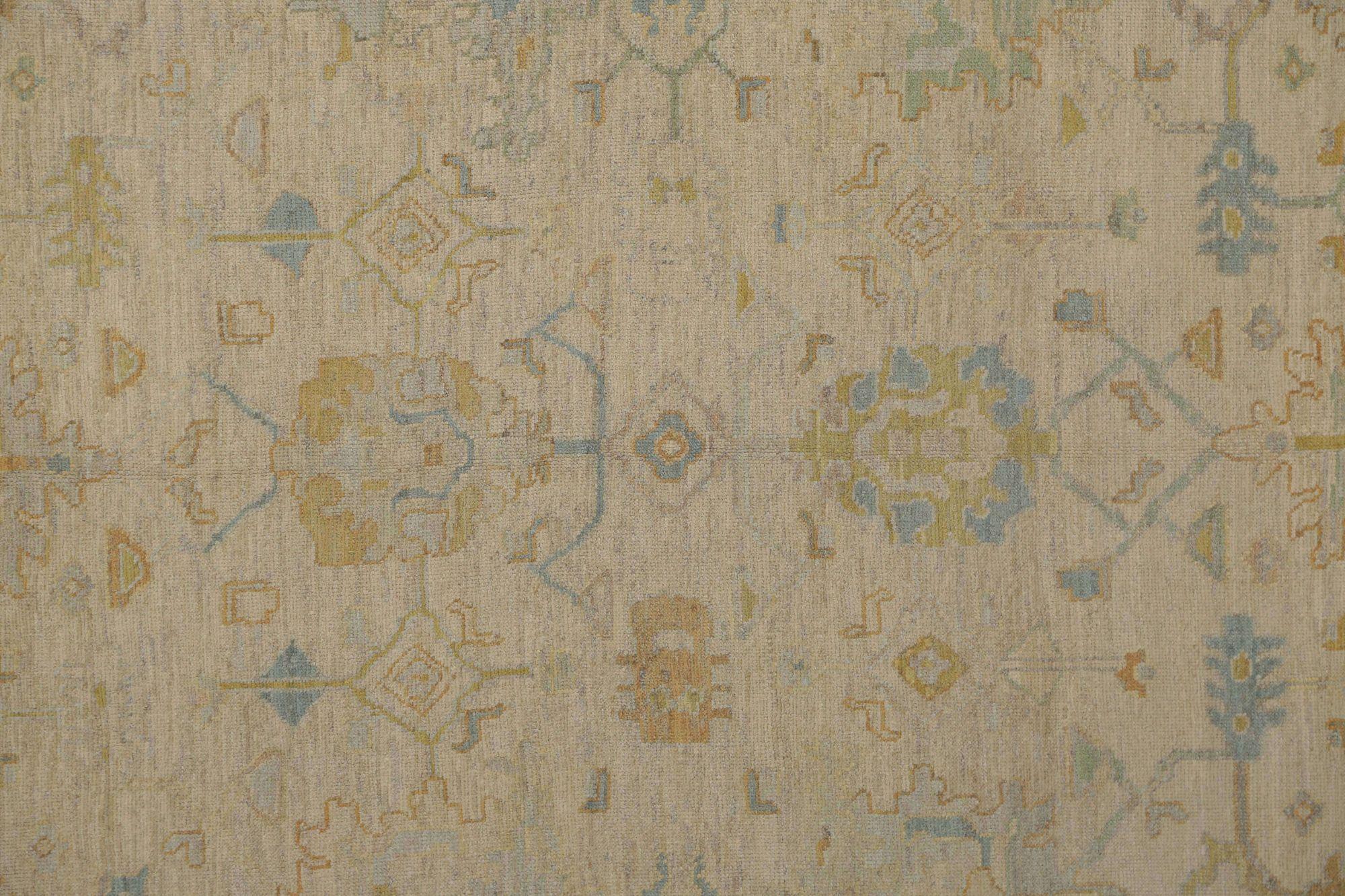 Oushak-Teppiche aus Afghanistan - Wolle in elfenbeinfarbenem Design - 96024 (Stammeskunst) im Angebot