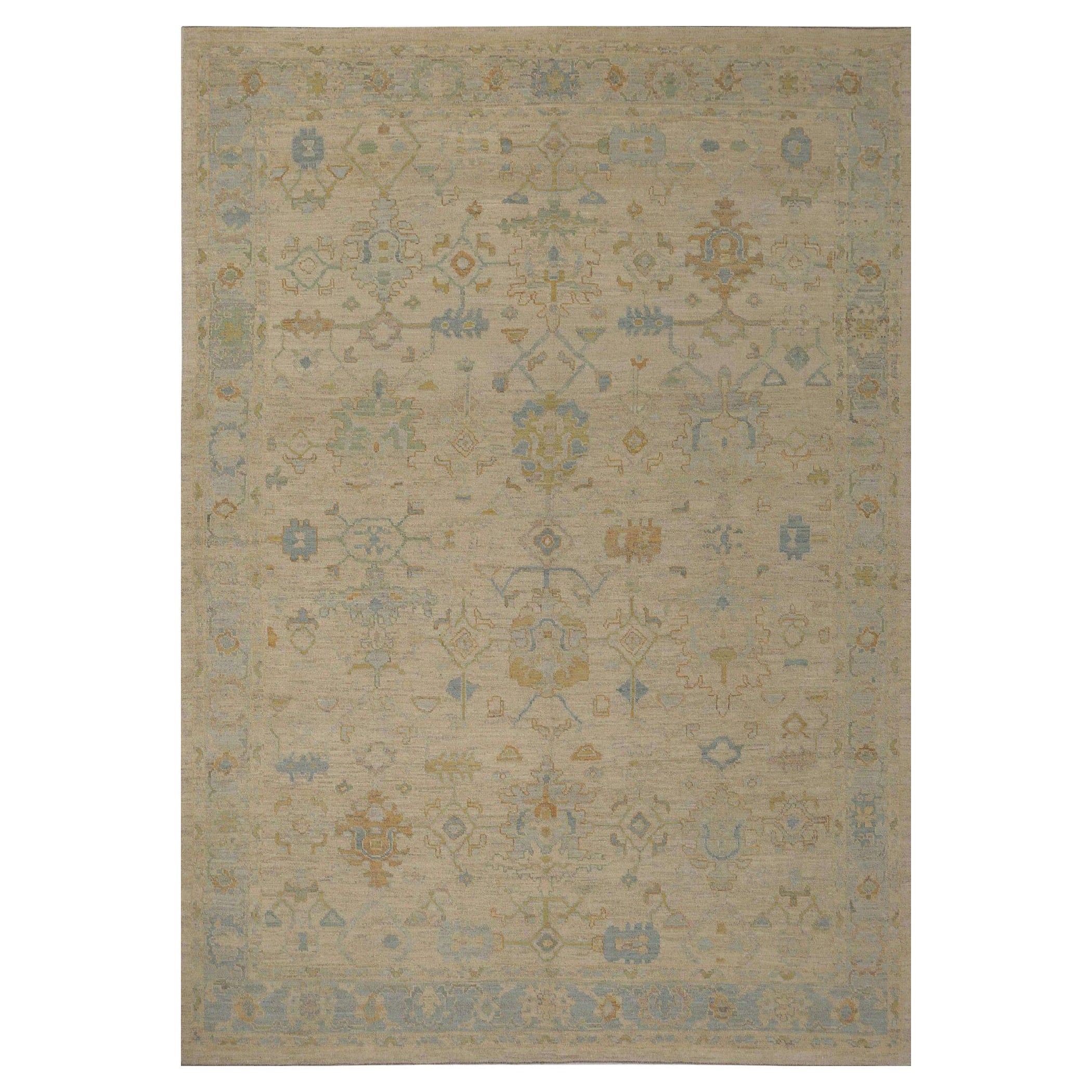 Oushak-Teppiche aus Afghanistan - Wolle in elfenbeinfarbenem Design - 96024