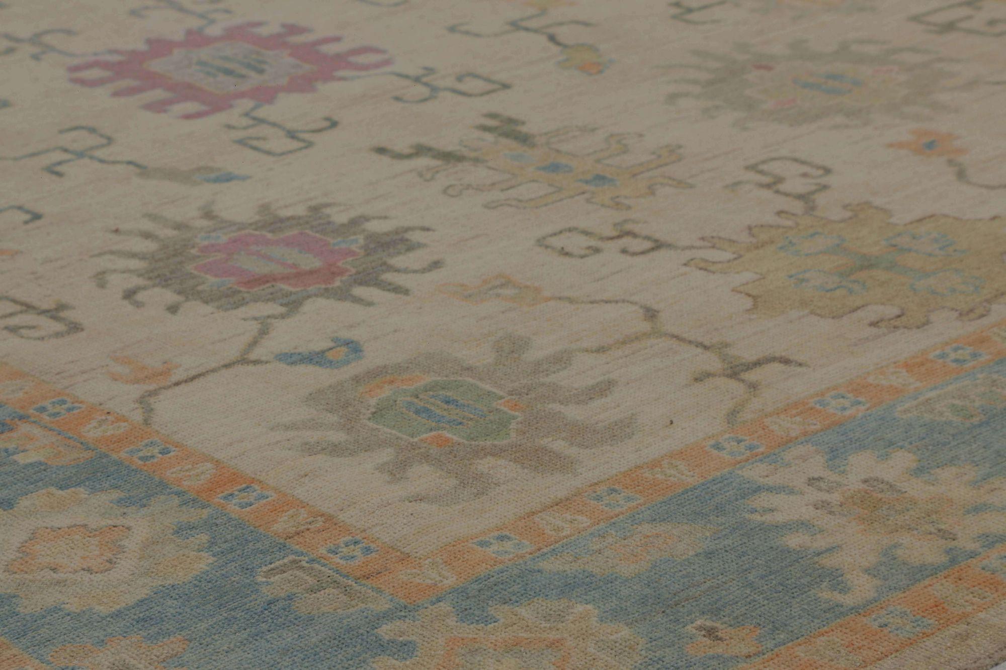 Oushak-Teppiche aus Afghanistan - Wolle in elfenbeinfarbenem Design - 96030 (Stammeskunst) im Angebot