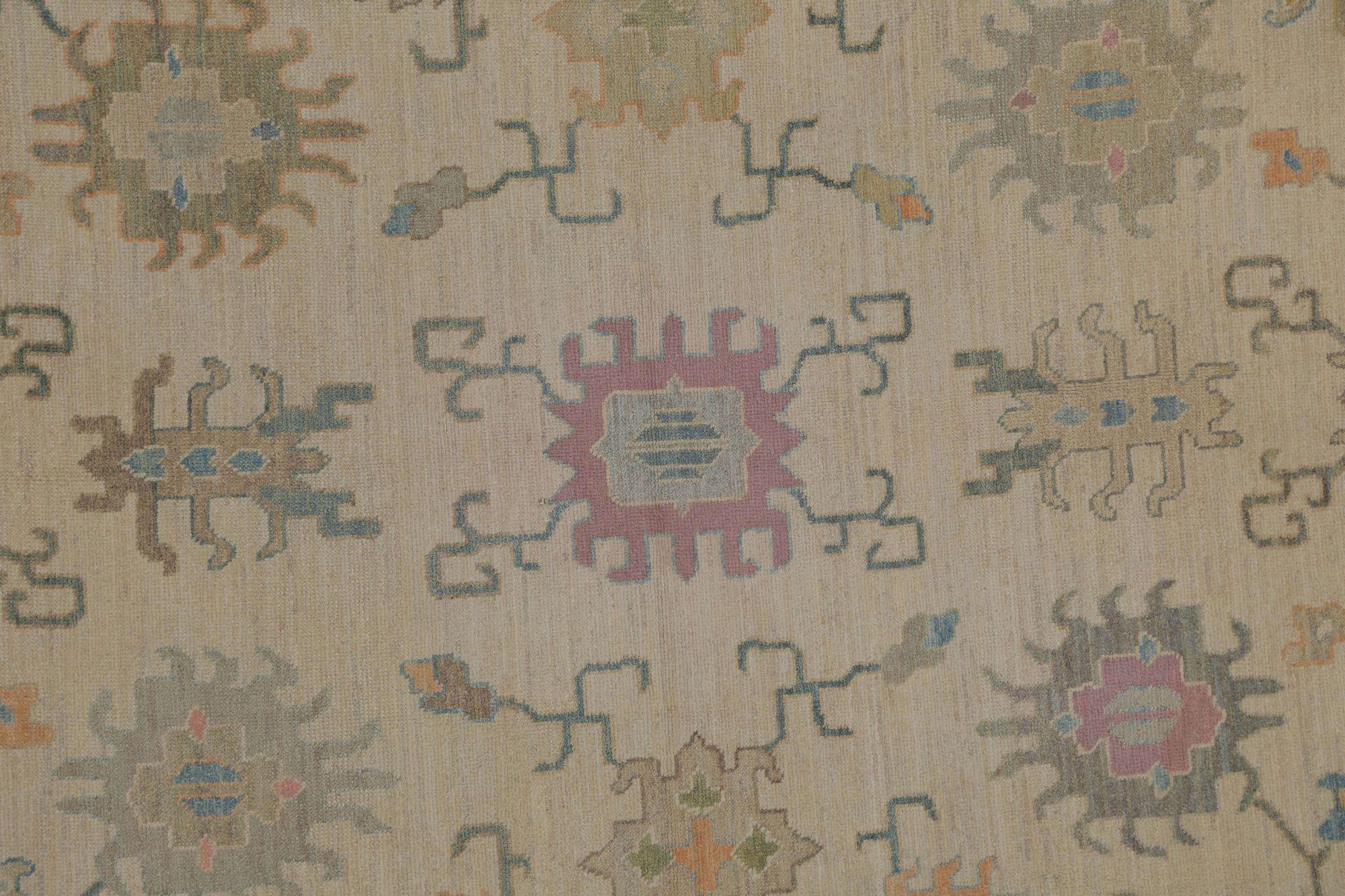 Oushak-Teppiche aus Afghanistan - Wolle in elfenbeinfarbenem Design - 96030 (Afghanisch) im Angebot