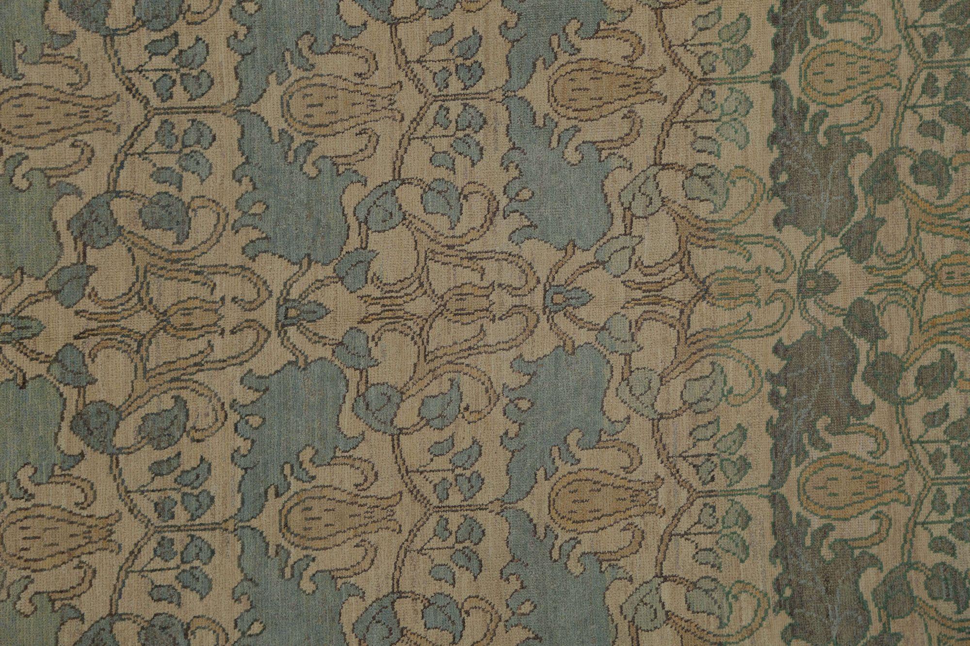 Hand-Knotted Afghanistan Oushak Area Rugs - Wool Ivory Design - 96037 For Sale