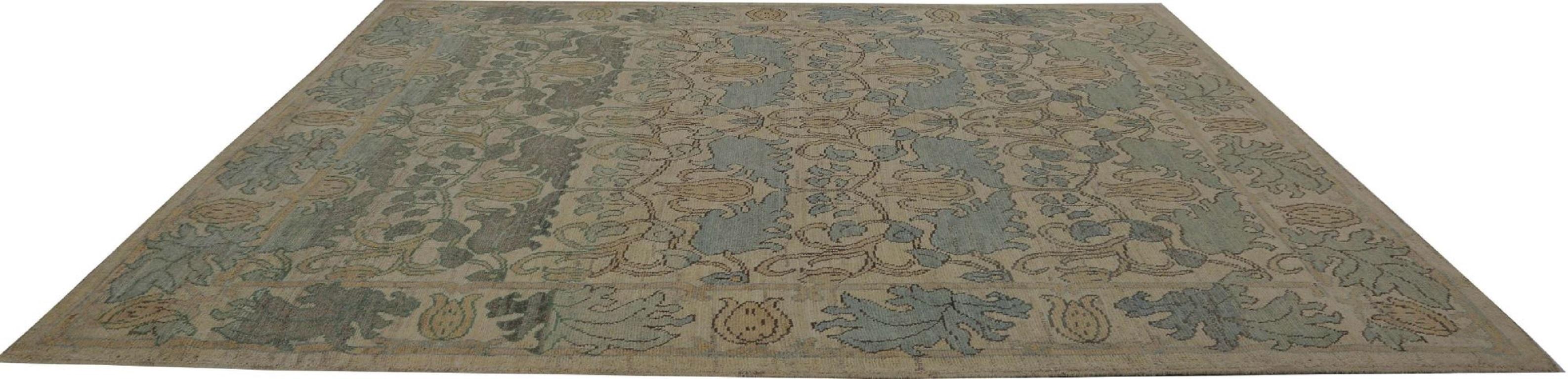 Afghanistan Oushak Area Rugs - Wool Ivory Design - 96037 In Excellent Condition For Sale In Dallas, TX