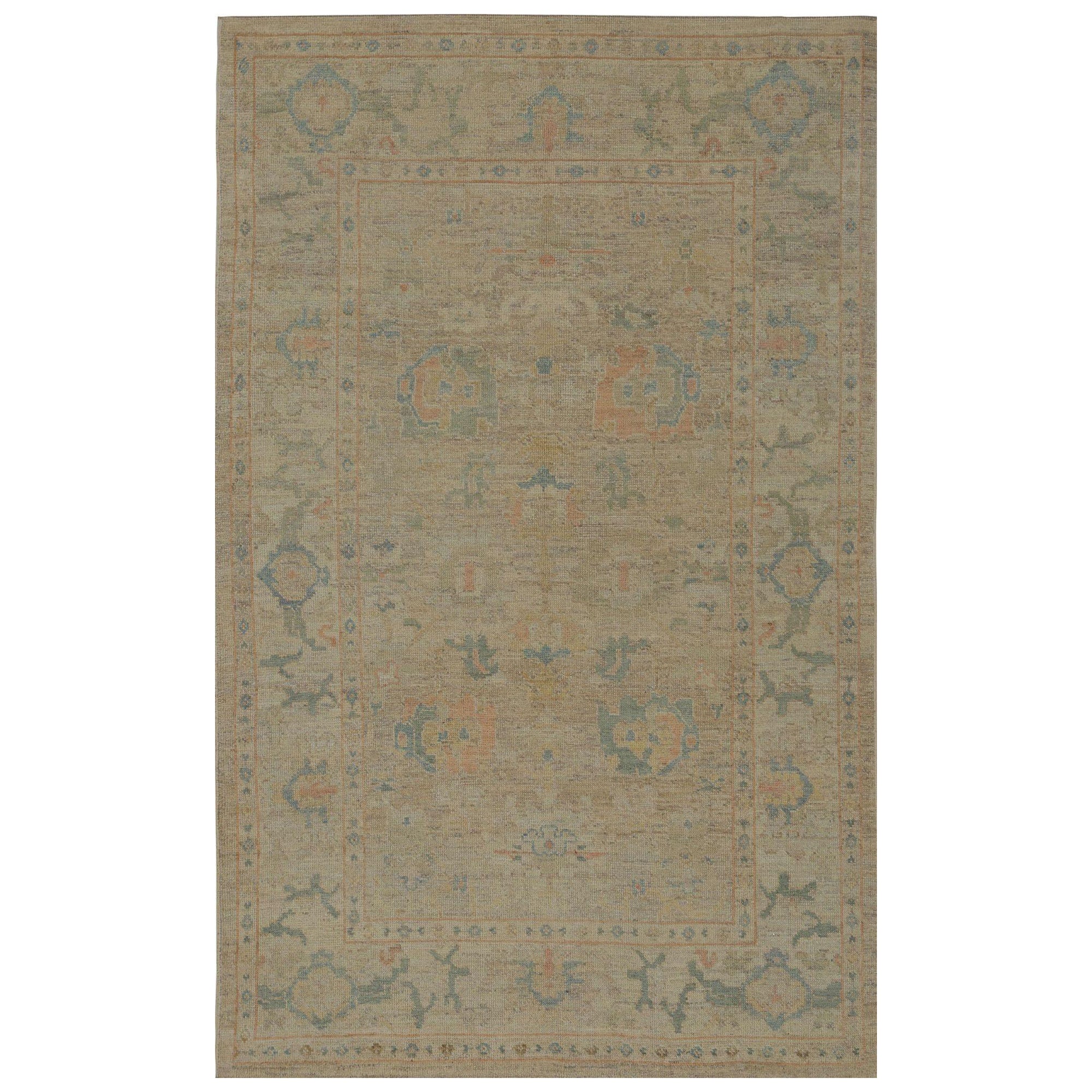 Oushak-Teppiche aus Afghanistan - Wolle in elfenbeinfarbenem Design - 96050