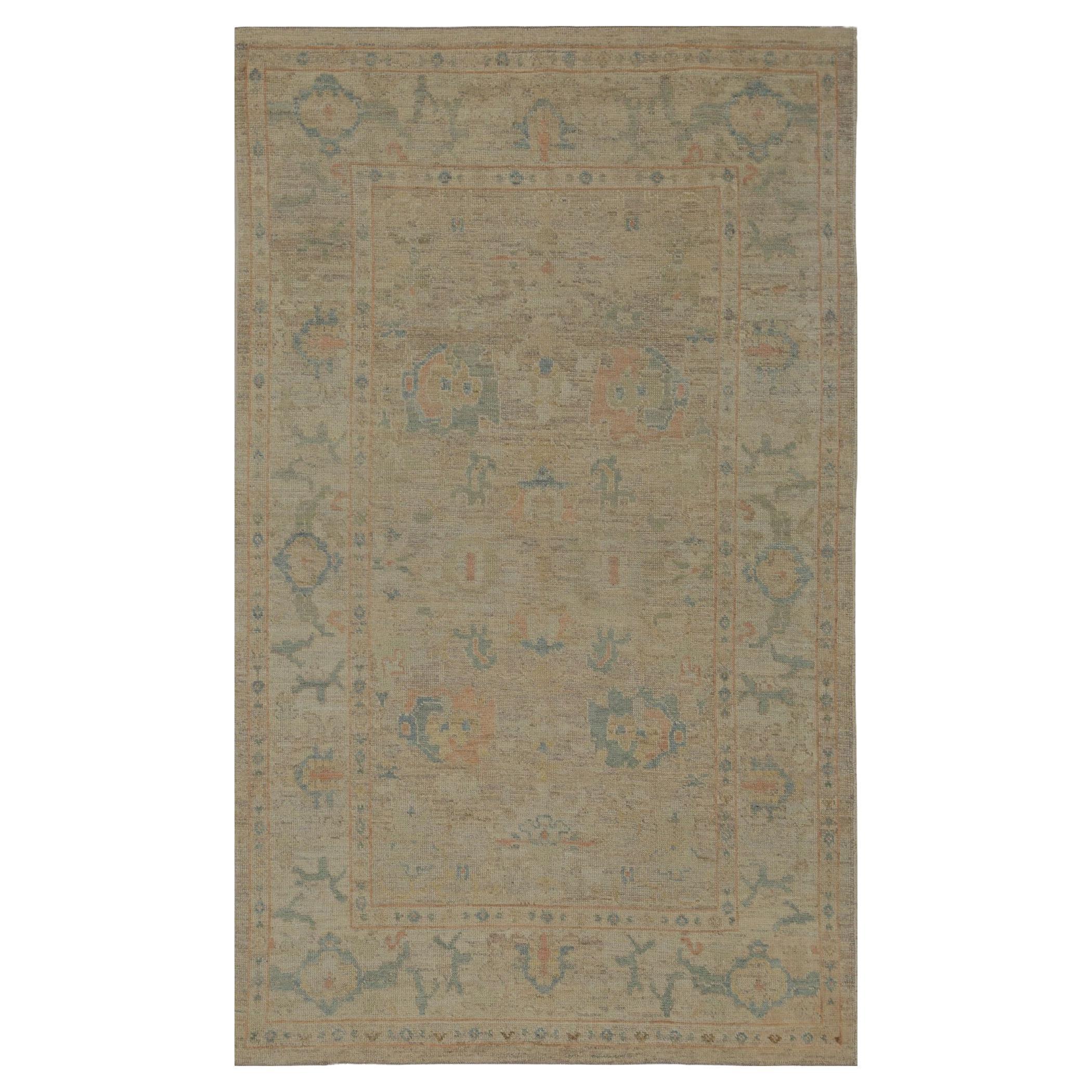 Oushak-Teppiche aus Afghanistan - Wolle in elfenbeinfarbenem Design - 96053