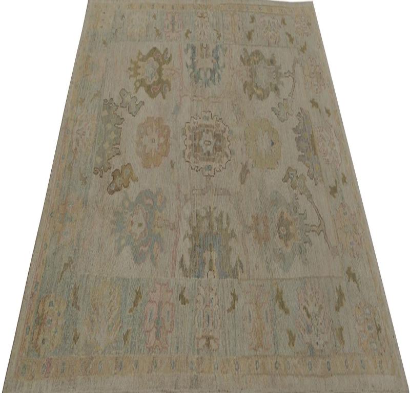Oushak-Teppiche aus Afghanistan - Wolle in elfenbeinfarbenem Design - 96056 (Afghanisch) im Angebot