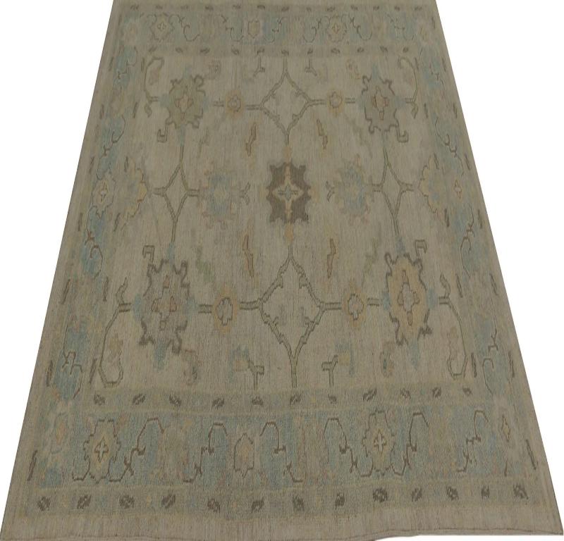 Oushak-Teppiche aus Afghanistan - Wolle in elfenbeinfarbenem Design - 96057 (Afghanisch) im Angebot