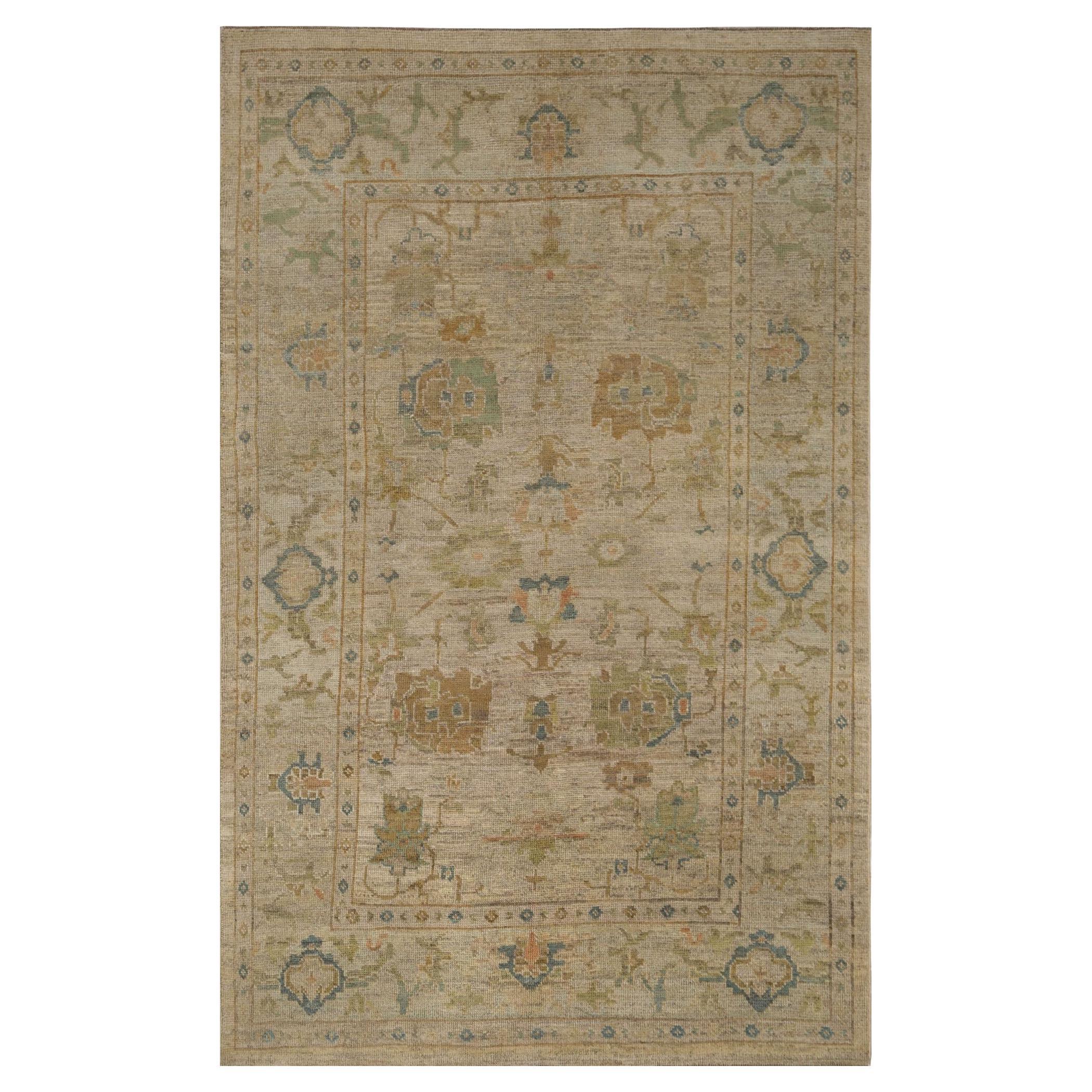 Oushak-Teppiche aus Afghanistan - Wolle in elfenbeinfarbenem Design - 96058