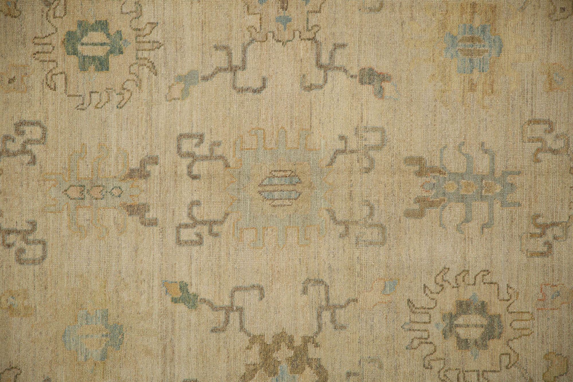 Oushak-Teppiche aus Afghanistan - Wolle in elfenbeinfarbenem Design - 96071 (Stammeskunst) im Angebot
