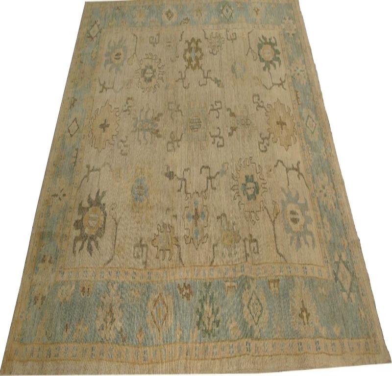 Oushak-Teppiche aus Afghanistan - Wolle in elfenbeinfarbenem Design - 96071 im Zustand „Hervorragend“ im Angebot in Dallas, TX