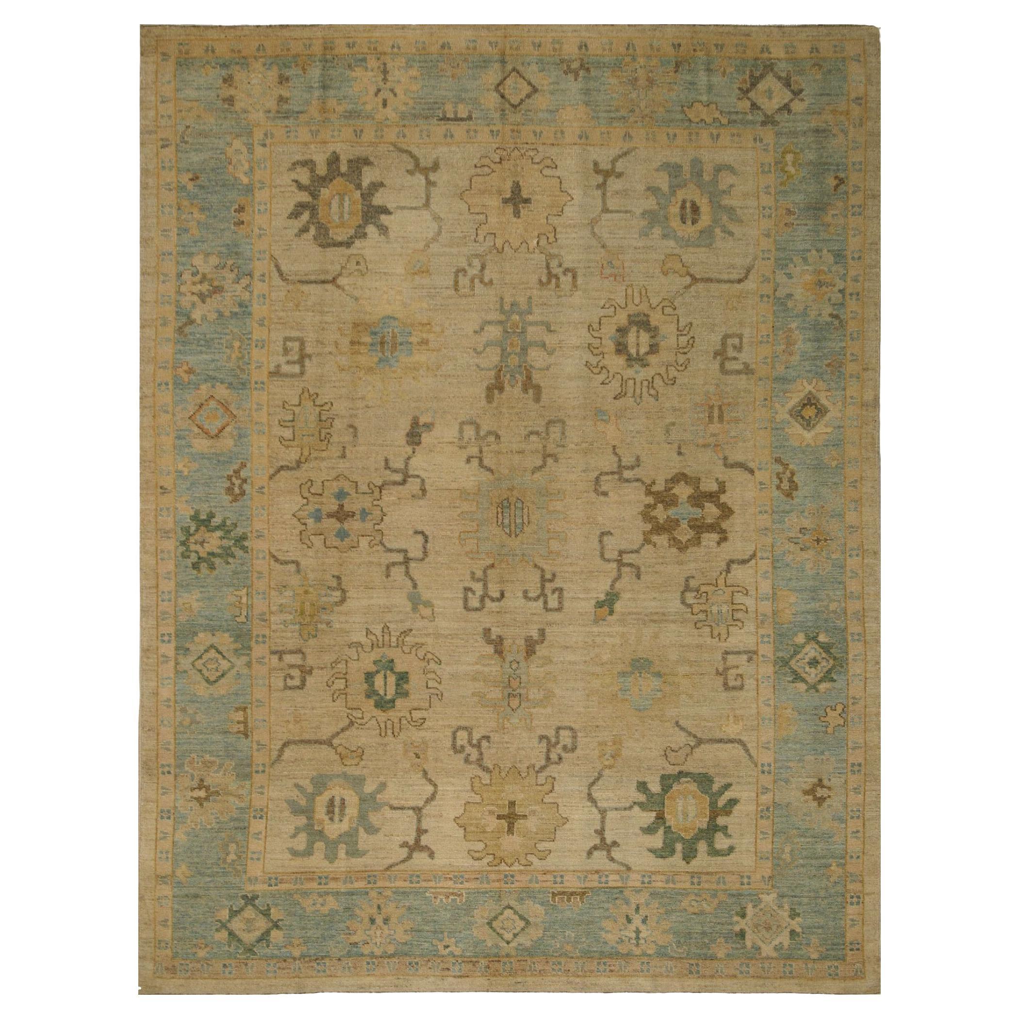 Oushak-Teppiche aus Afghanistan - Wolle in elfenbeinfarbenem Design - 96071