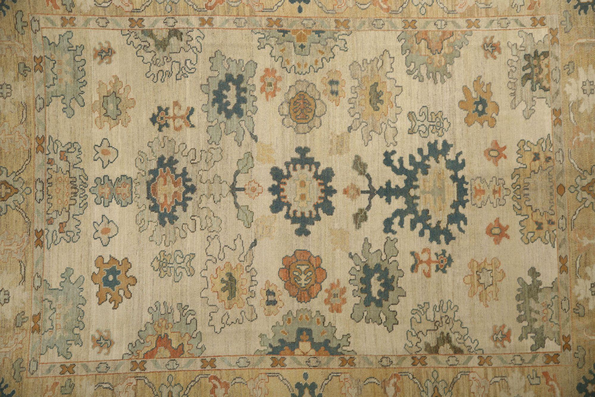 Oushak-Teppiche aus Afghanistan - Wolle in elfenbeinfarbenem Design - 96091 (Afghanisch) im Angebot