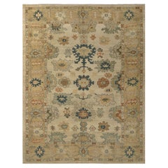 Oushak-Teppiche aus Afghanistan - Wolle in elfenbeinfarbenem Design - 96091
