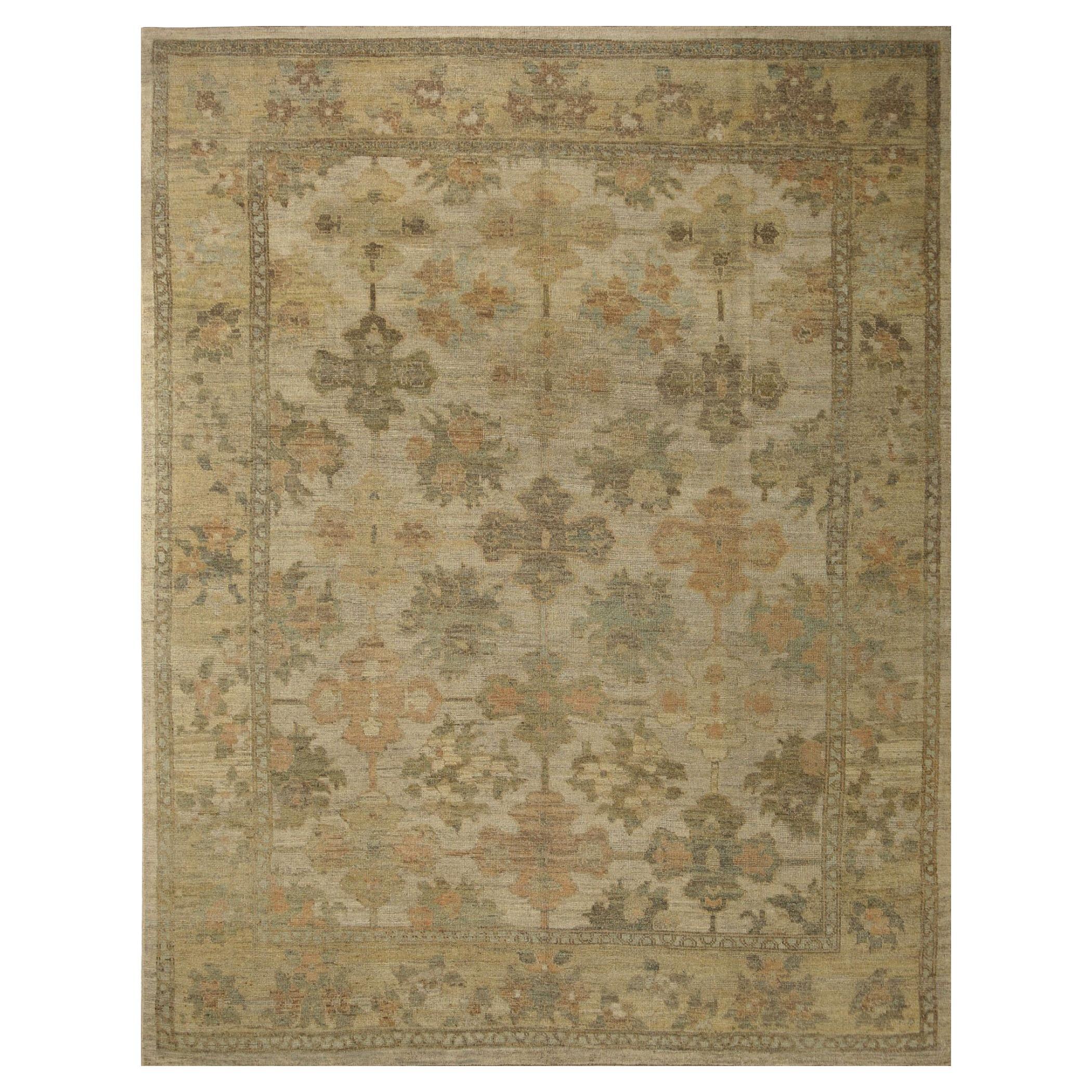 Oushak-Teppiche aus Afghanistan - Wolle in elfenbeinfarbenem Design - 96098